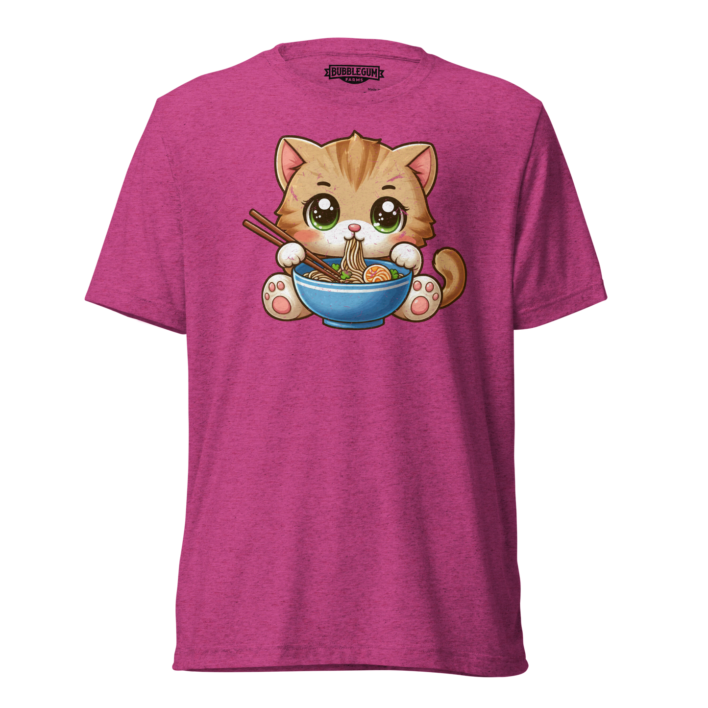 Brown Kitten - Eating Ramen - Unisex Triblend Tee