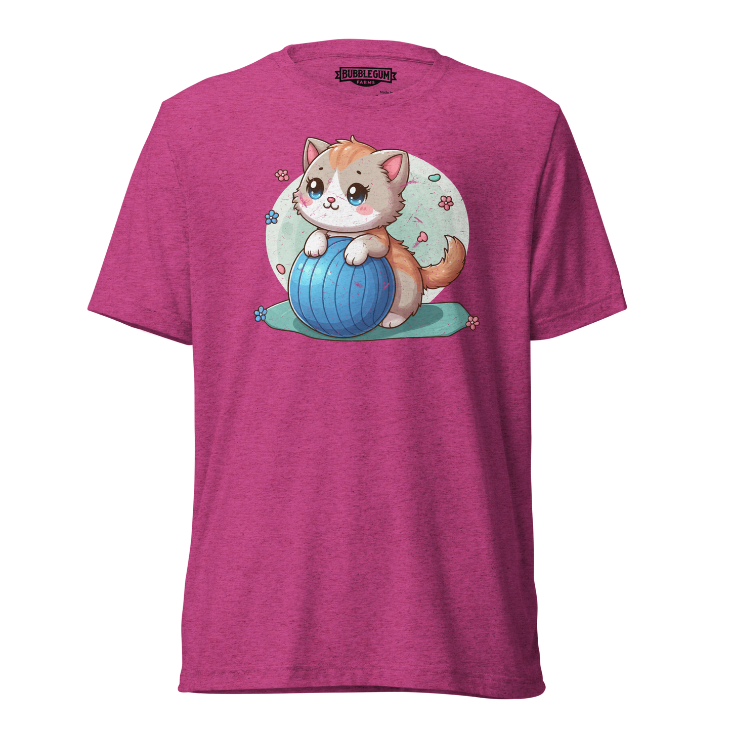Brown Kitten on Blue Ball - Unisex Triblend Tee