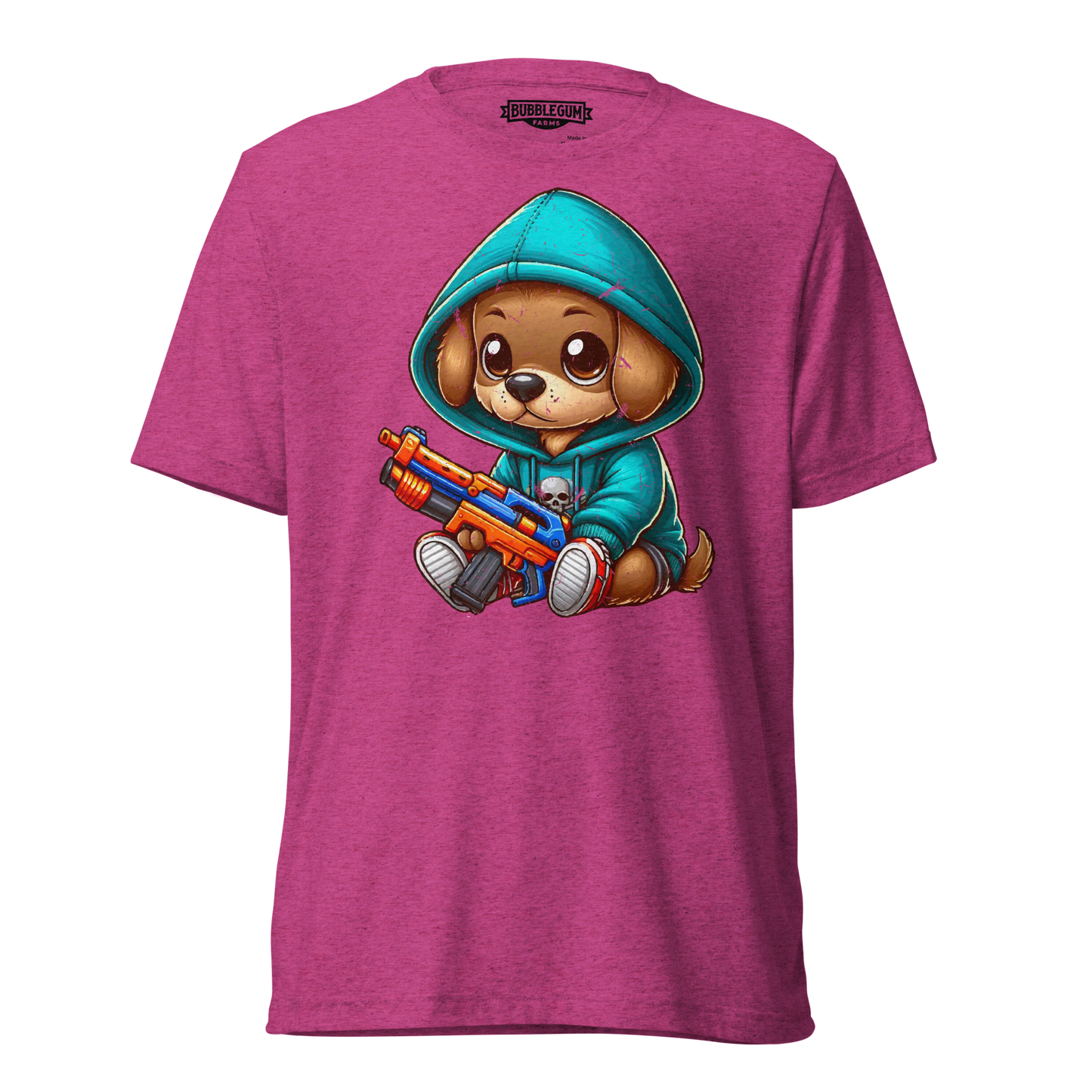 Brown Puppy with Foam Dart Blaster - Unisex Triblend Tee