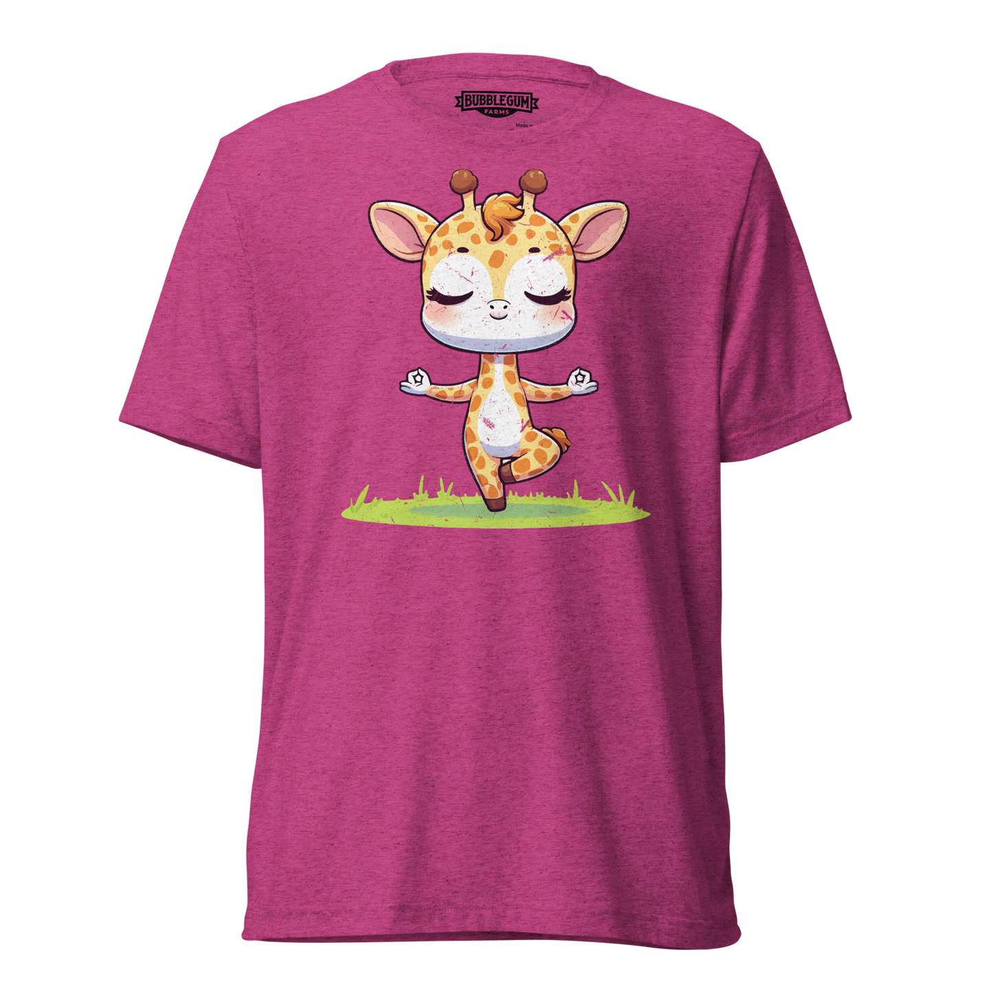 Giraffe doing Yoga - Unisex Triblend Tee