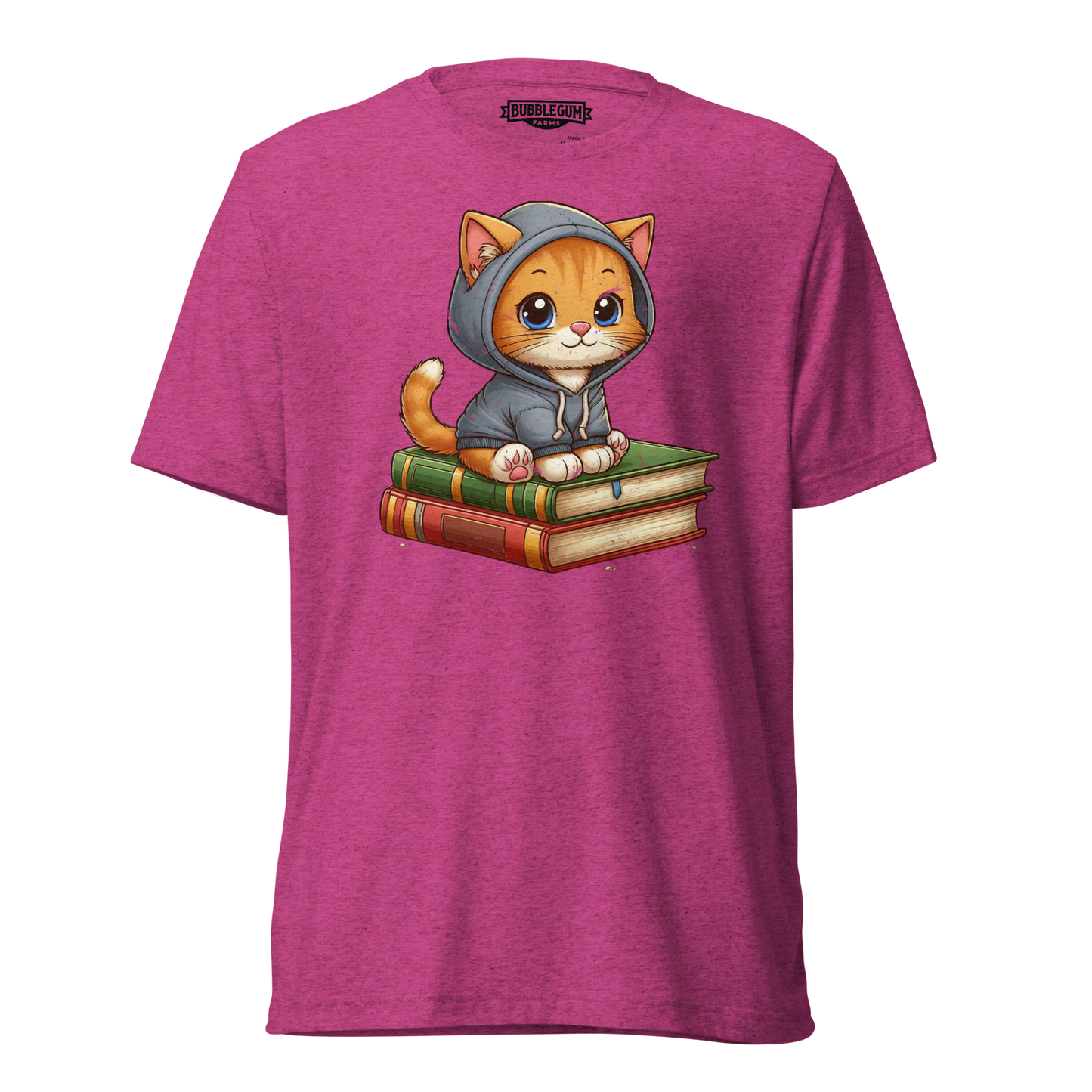 Orange Kitten - Sitting on Books - Unisex Triblend
