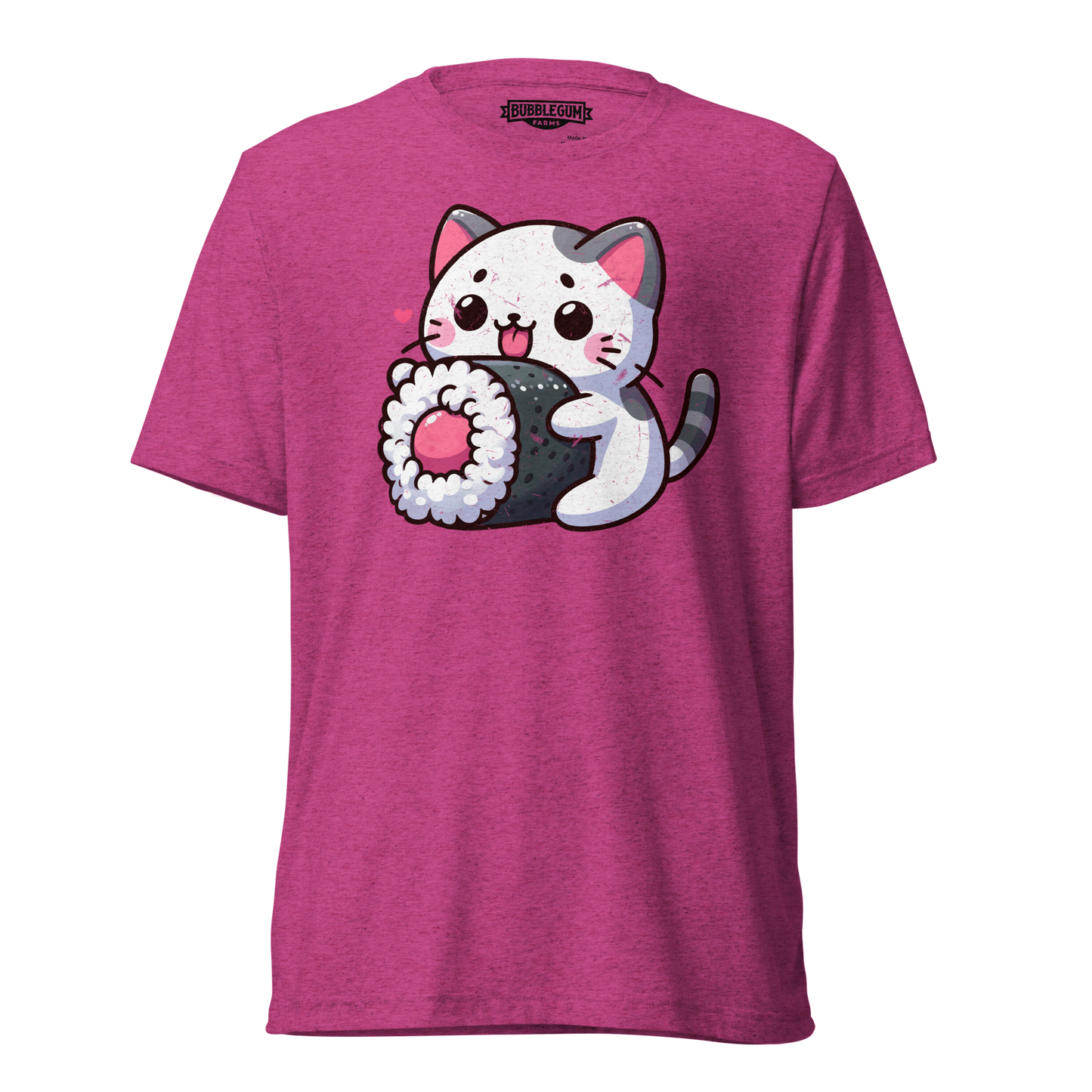 Black and Grey Kitten - Eating Sushi - Unisex Triblend