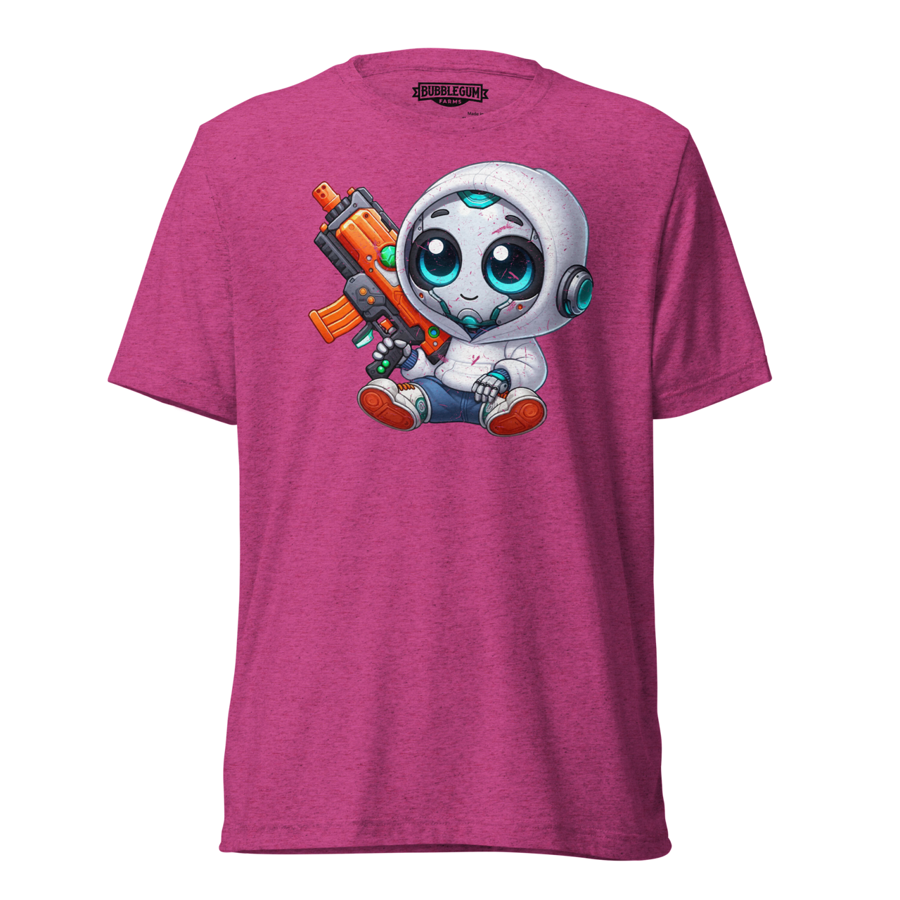 White Robot with Foam Dart Blaster - Unisex Triblend