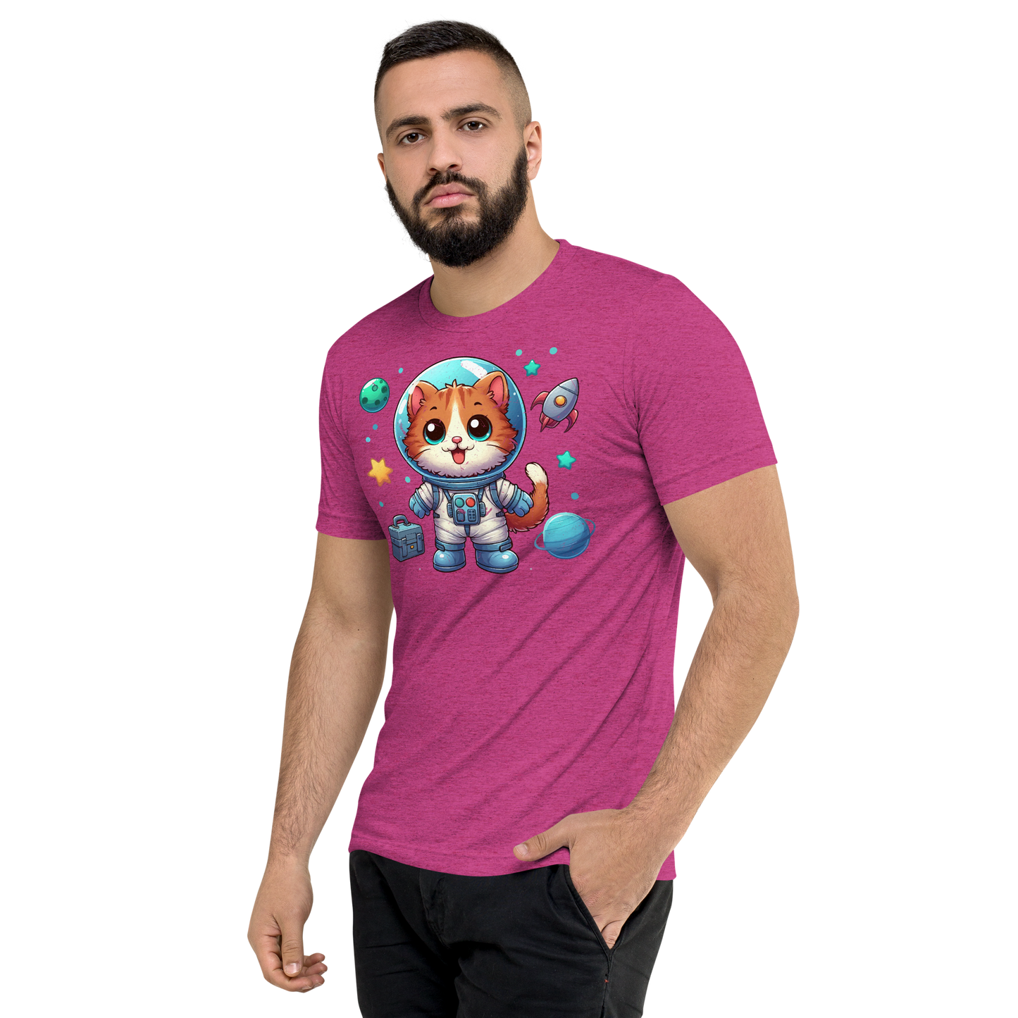 Space Kitten with Planets - Unisex Triblend