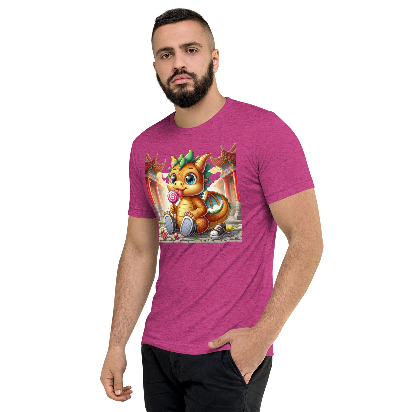 Dragon in Town with Lolipop - Unisex Triblend Tee