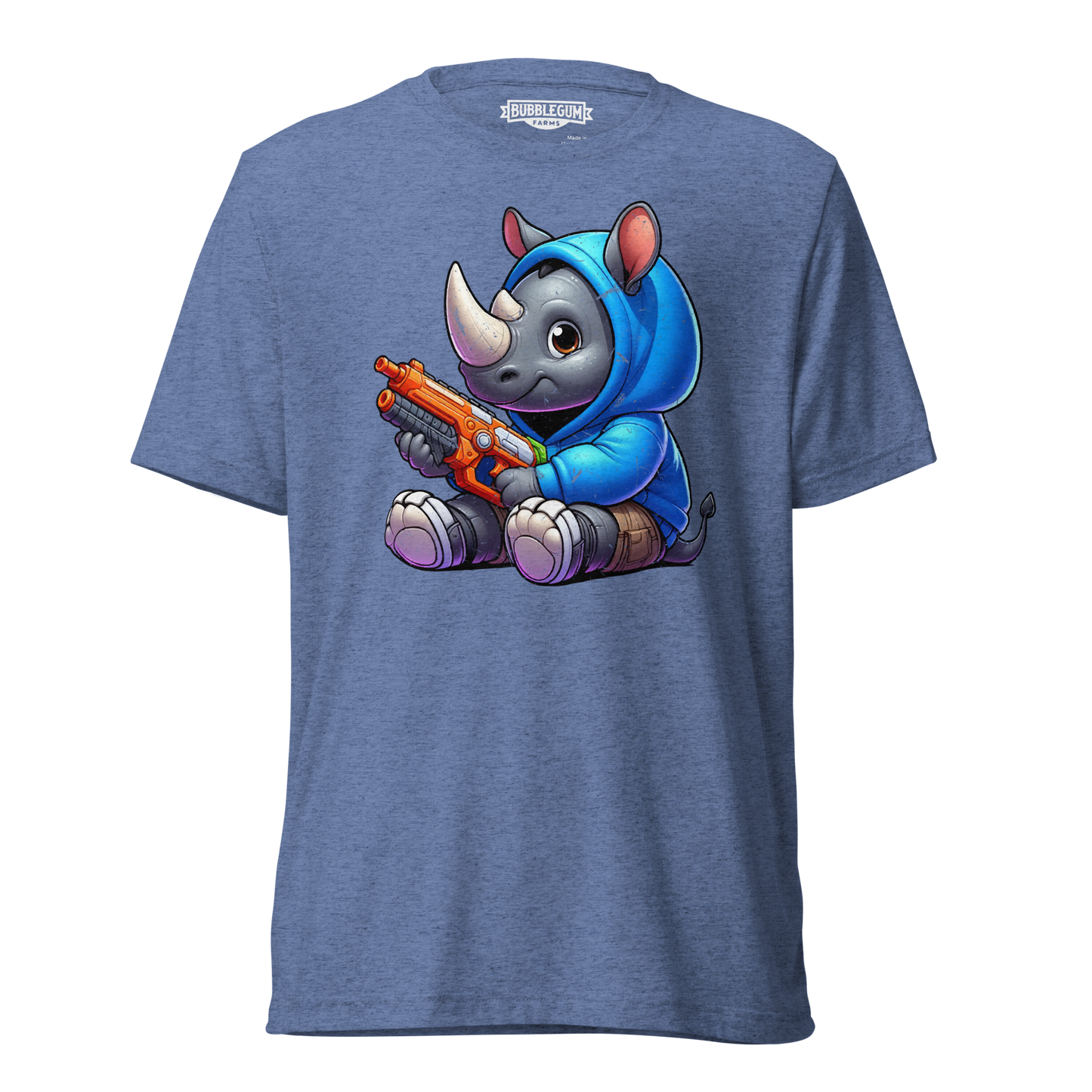 Baby Rhino with Foam Dart Blaster - Unisex Triblend Tee