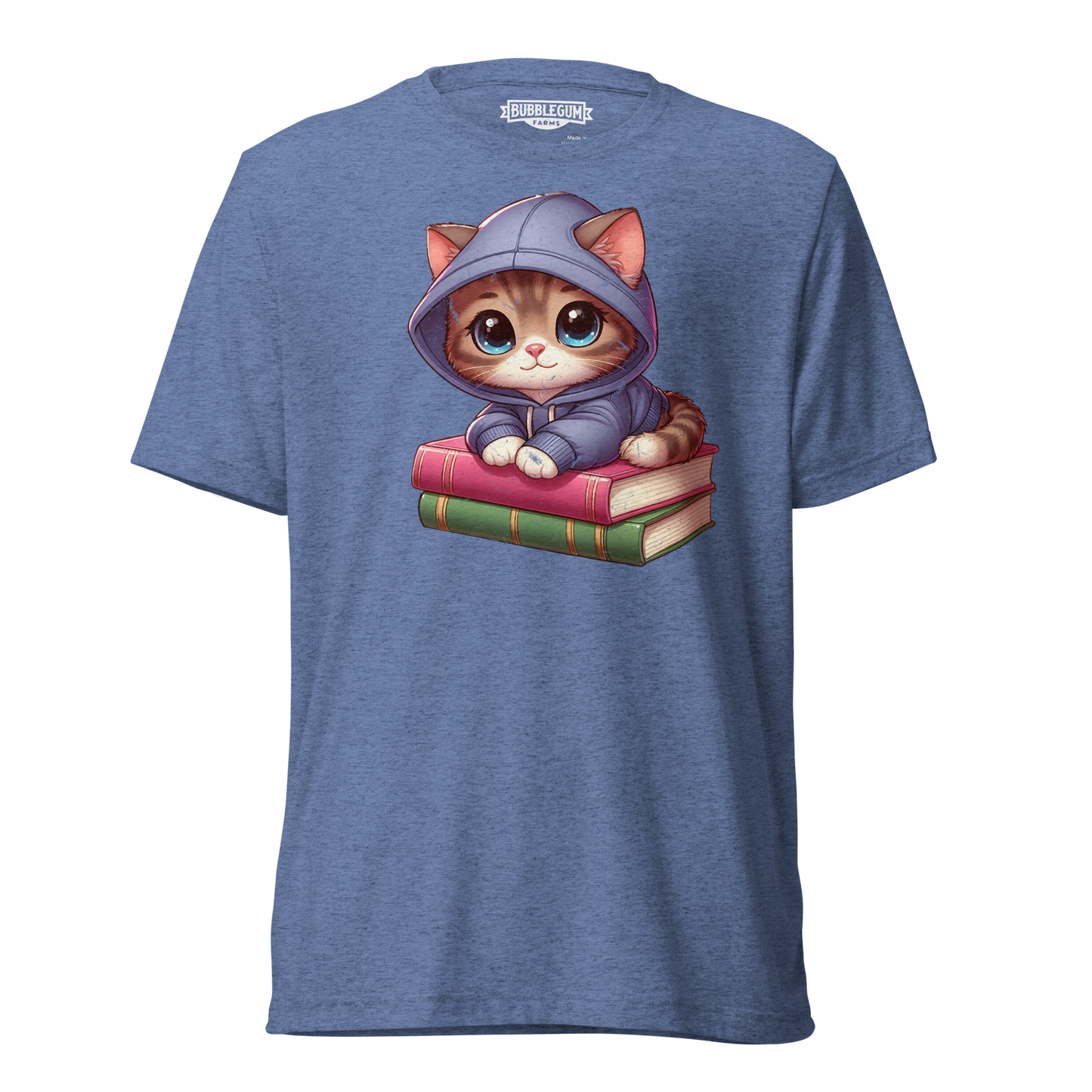 Brown Kitten - Sitting on Books - Unisex Triblend Tee
