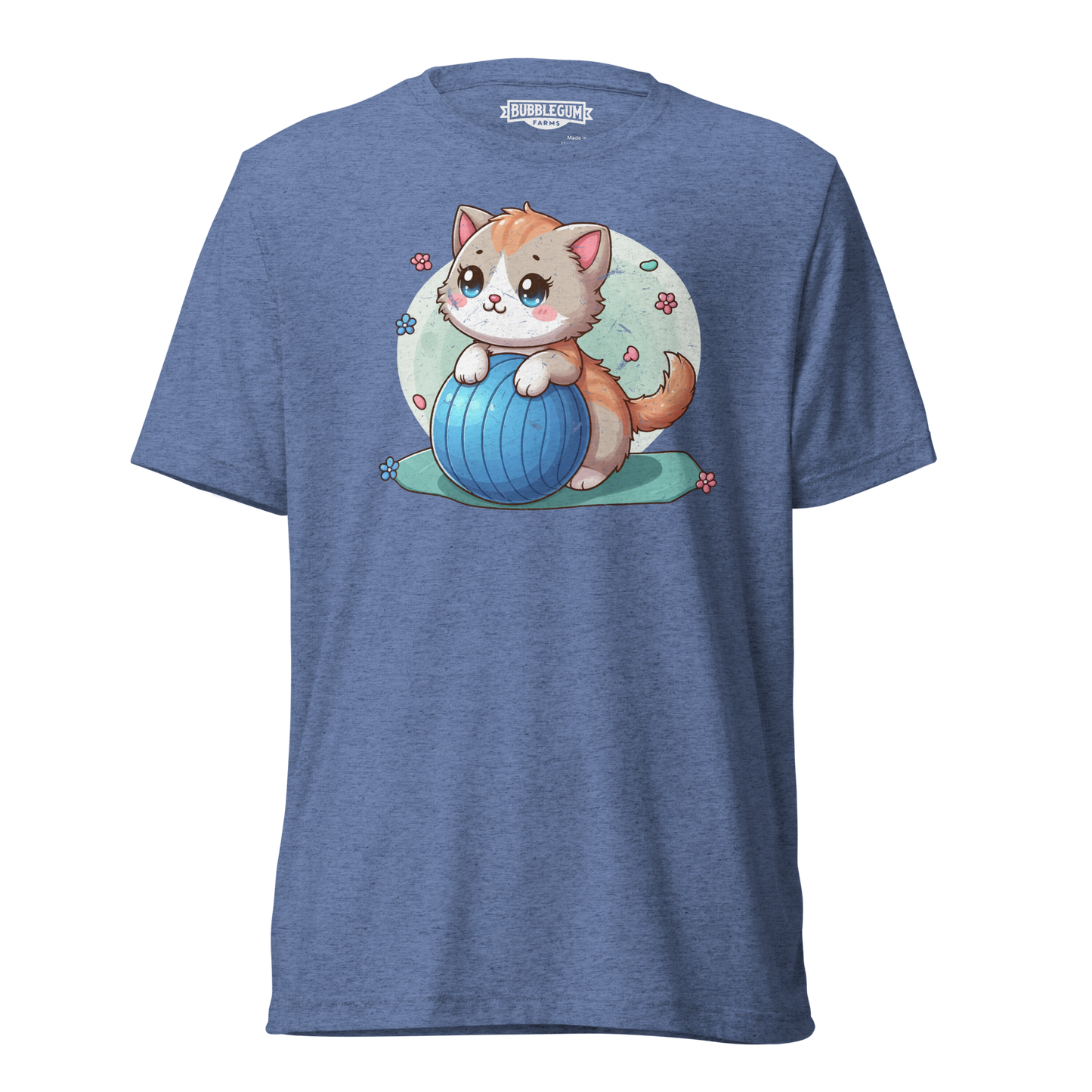 Brown Kitten on Blue Ball - Unisex Triblend Tee