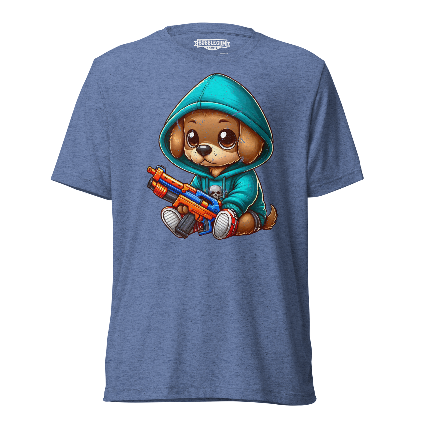 Brown Puppy with Foam Dart Blaster - Unisex Triblend Tee