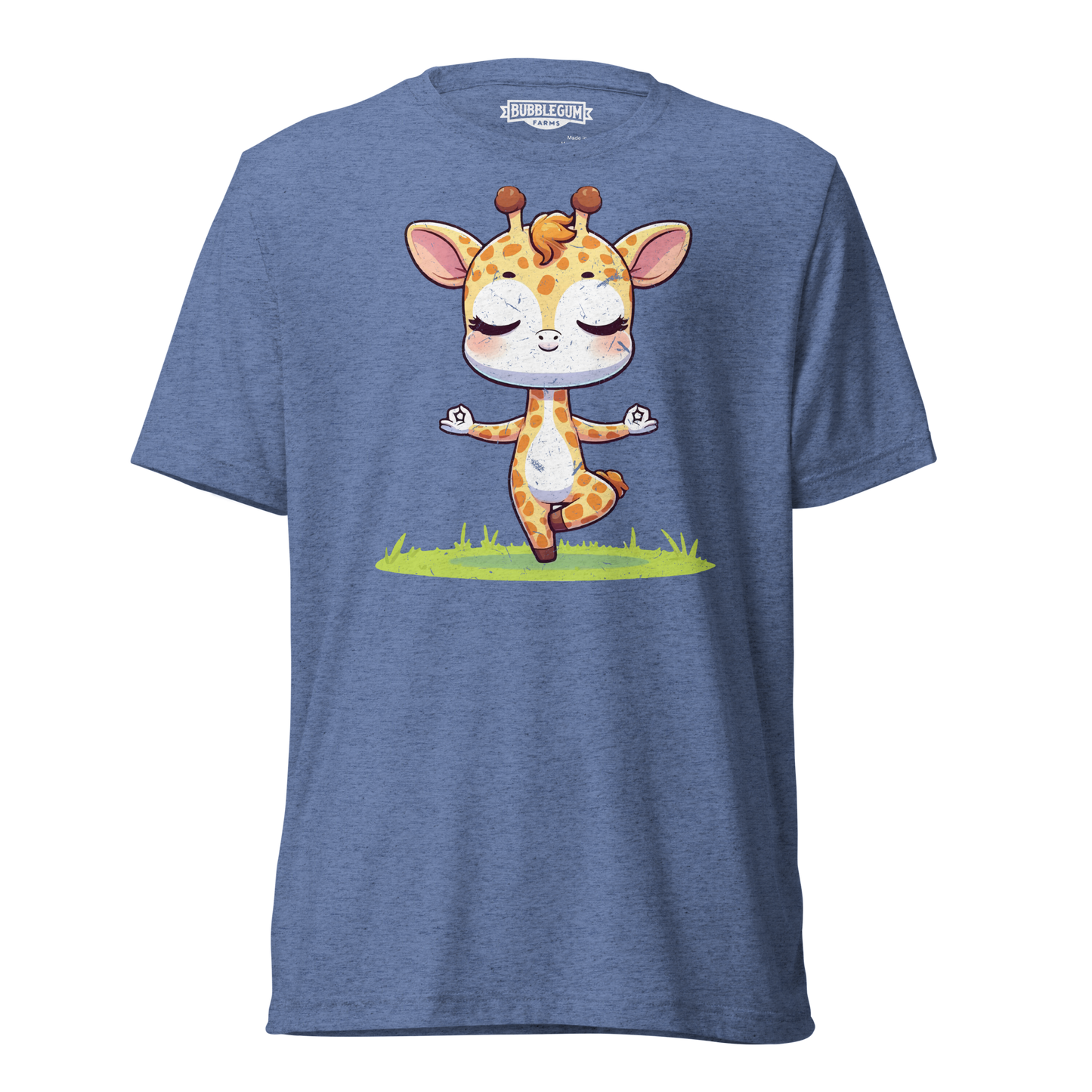 Giraffe doing Yoga - Unisex Triblend Tee