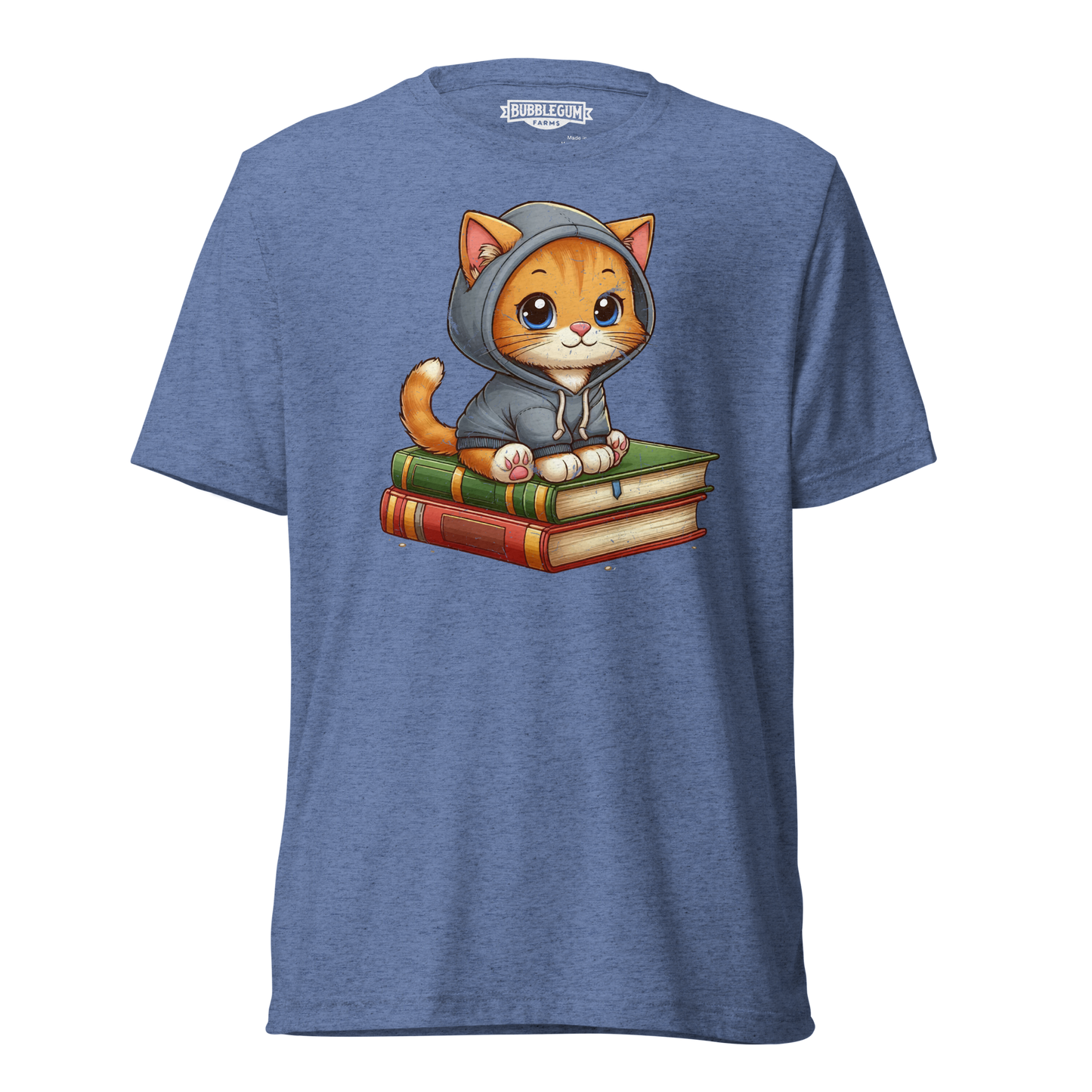 Orange Kitten - Sitting on Books - Unisex Triblend