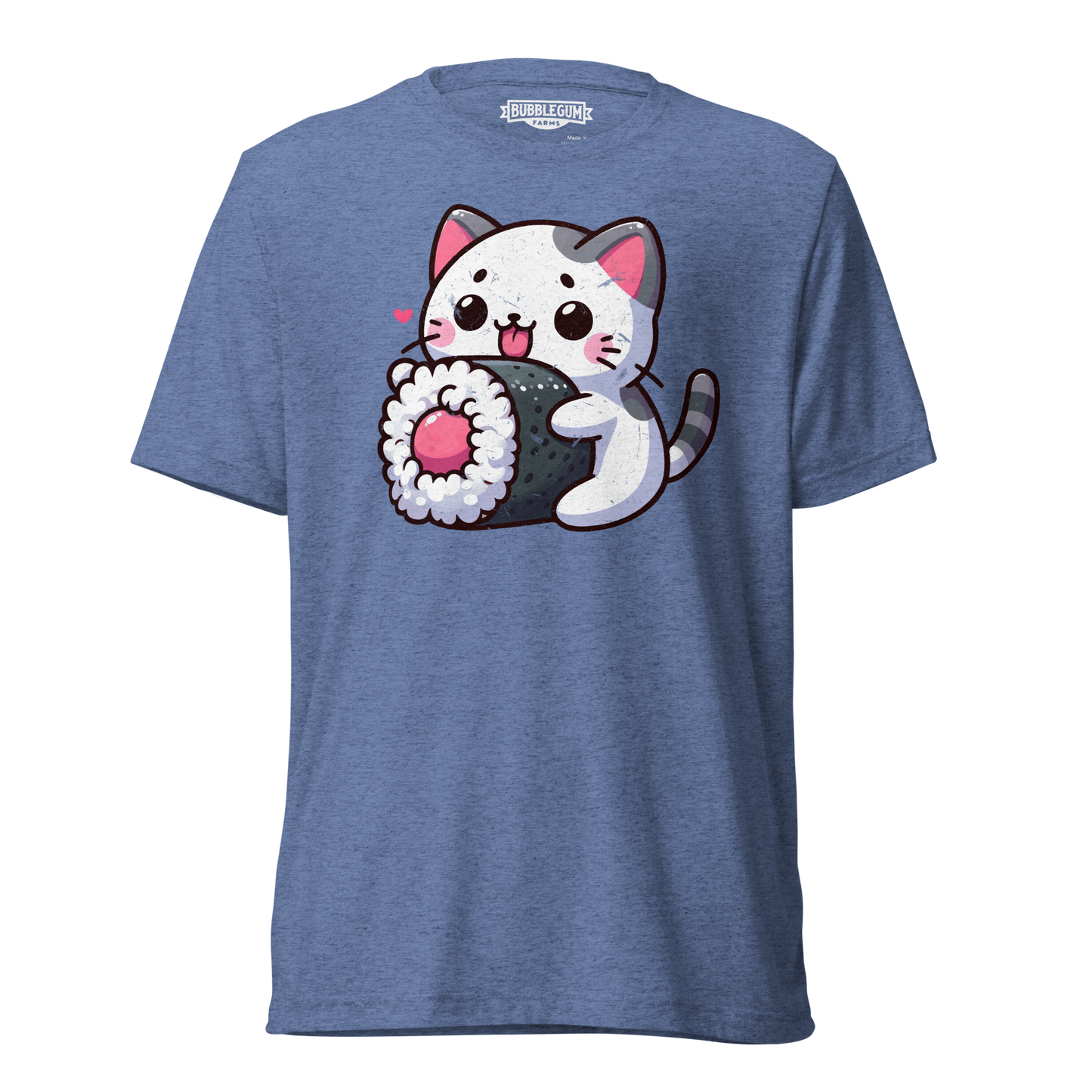 Black and Grey Kitten - Eating Sushi - Unisex Triblend