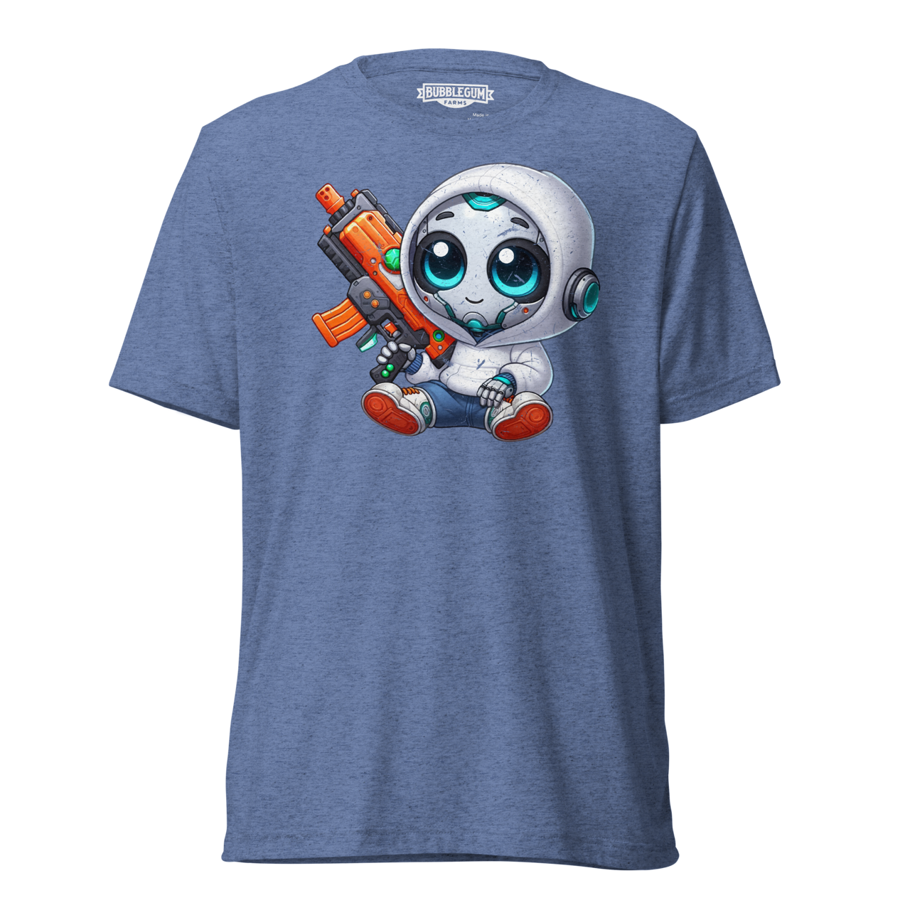 White Robot with Foam Dart Blaster - Unisex Triblend