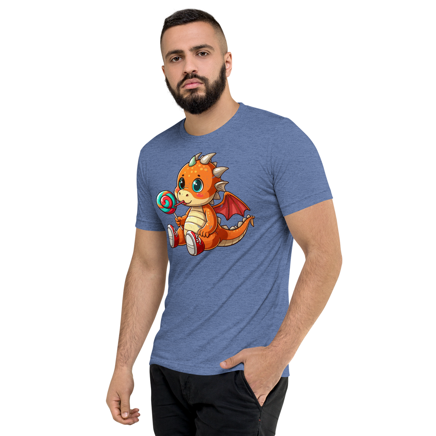 Baby Dragon with Lolipop - Unisex Triblend Tee