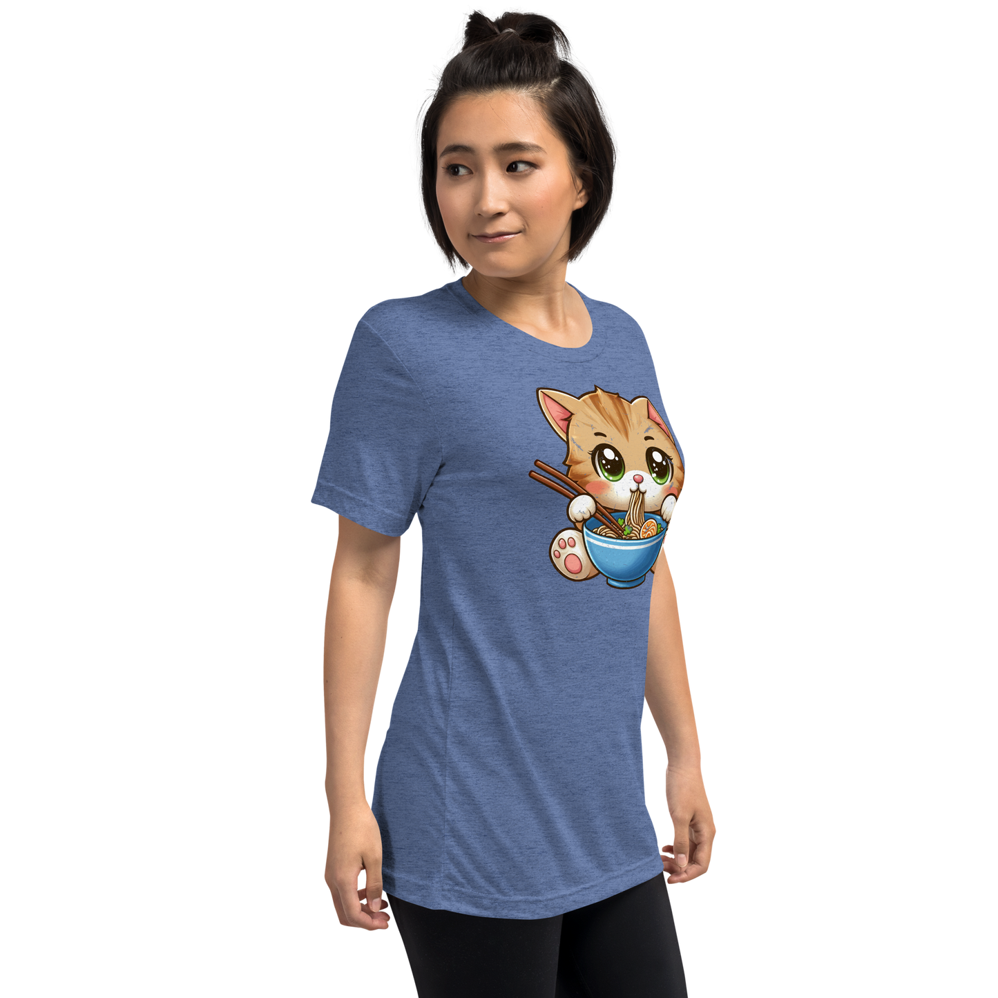 Brown Kitten - Eating Ramen - Unisex Triblend Tee