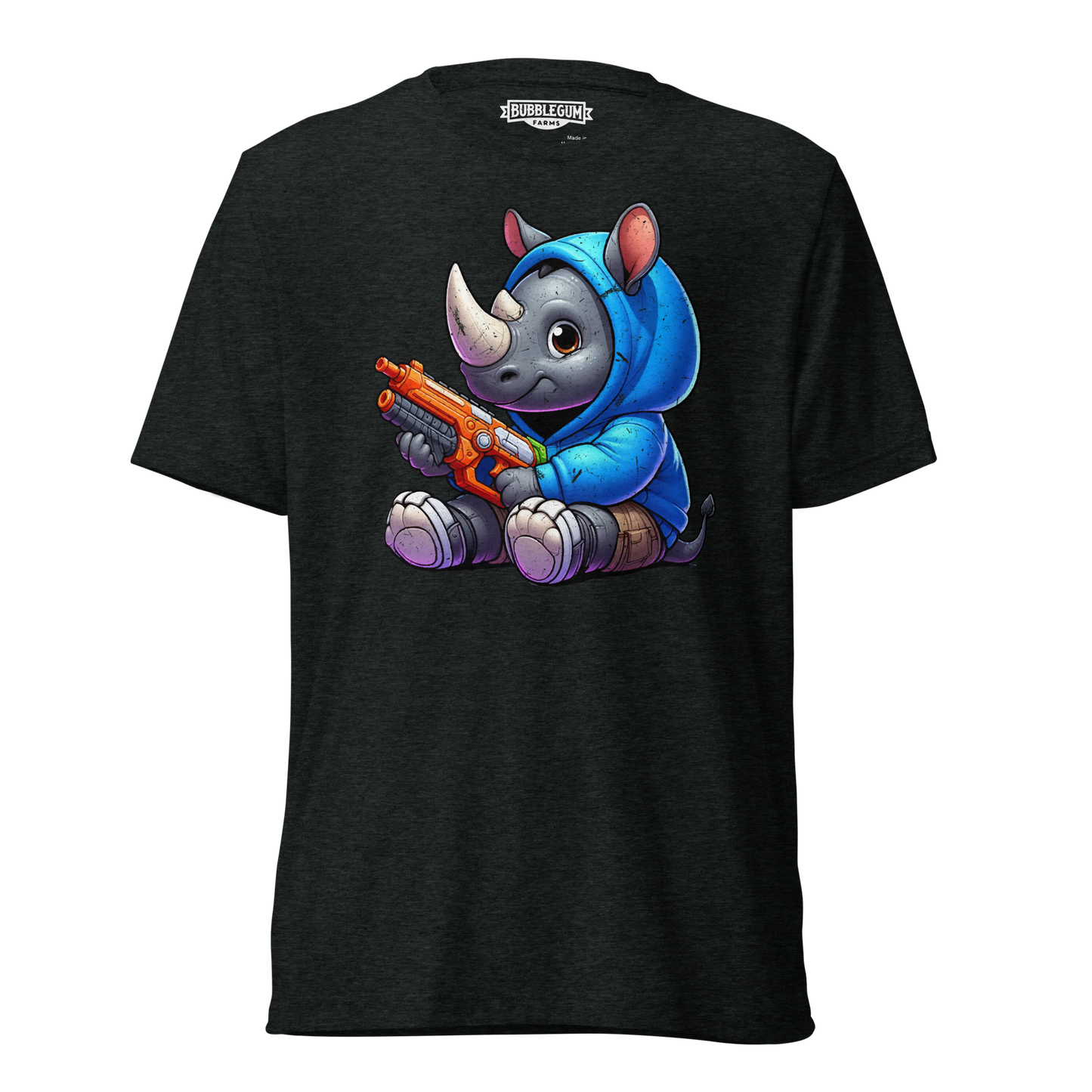 Baby Rhino with Foam Dart Blaster - Unisex Triblend Tee