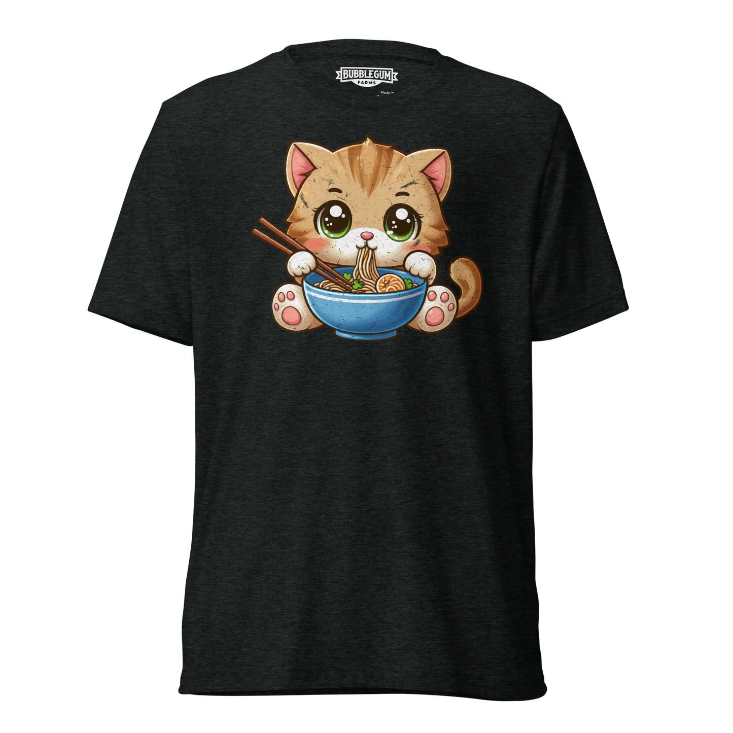 Brown Kitten - Eating Ramen - Unisex Triblend Tee