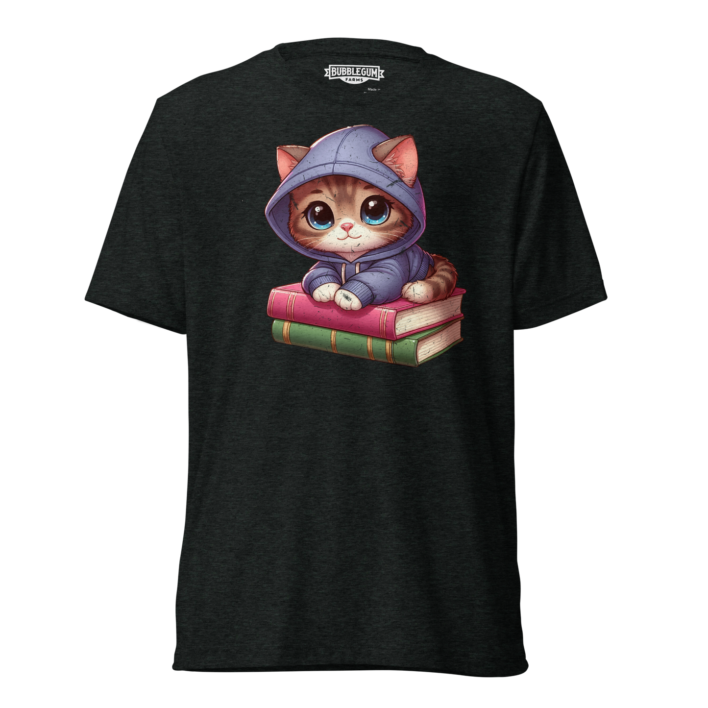 Brown Kitten - Sitting on Books - Unisex Triblend Tee
