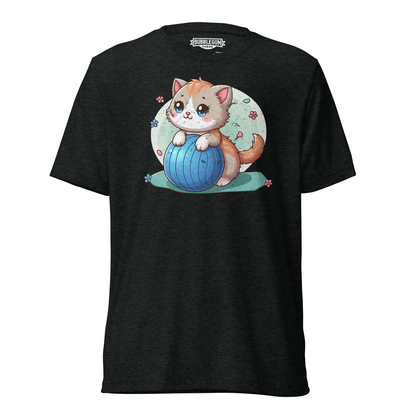 Brown Kitten on Blue Ball - Unisex Triblend Tee