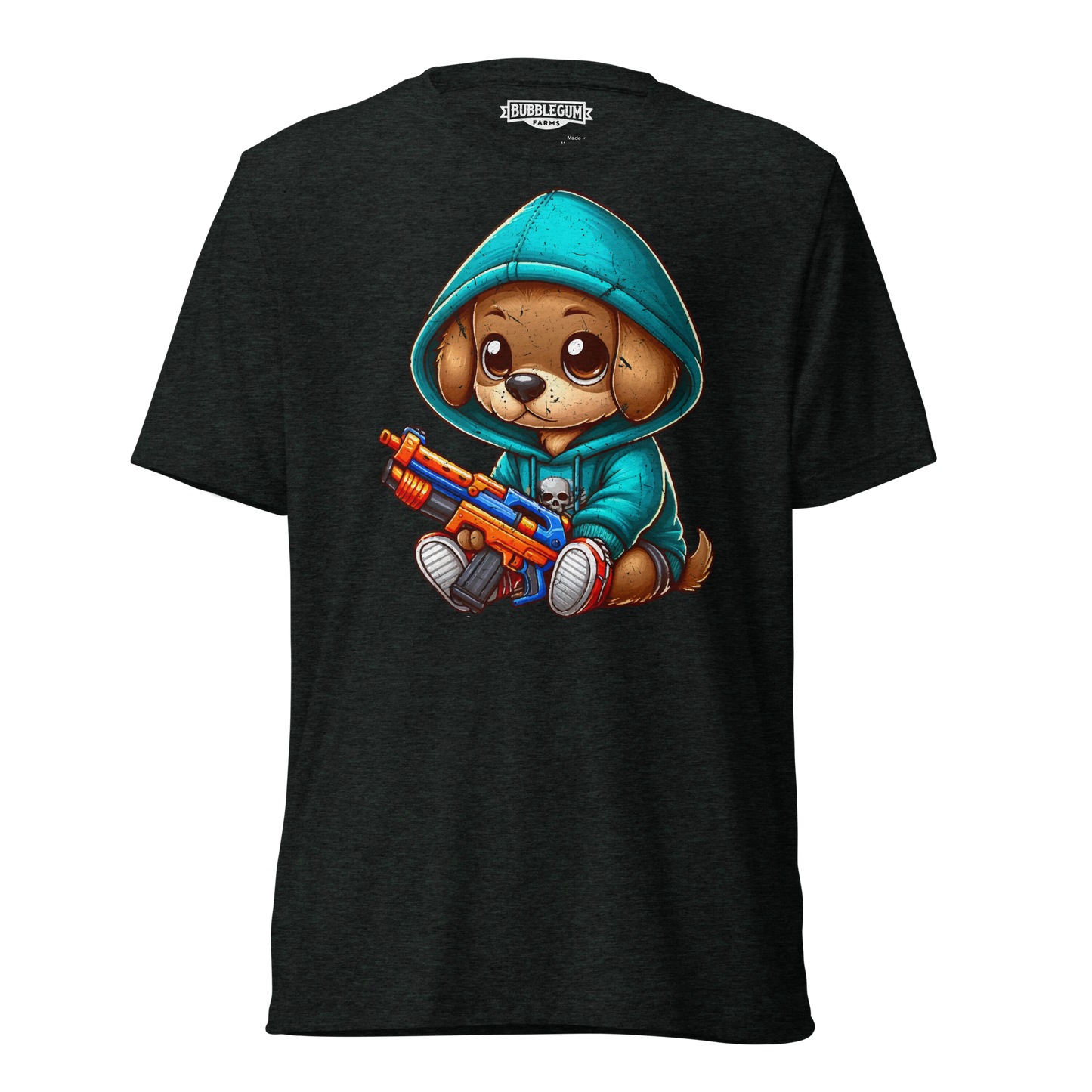Brown Puppy with Foam Dart Blaster - Unisex Triblend Tee
