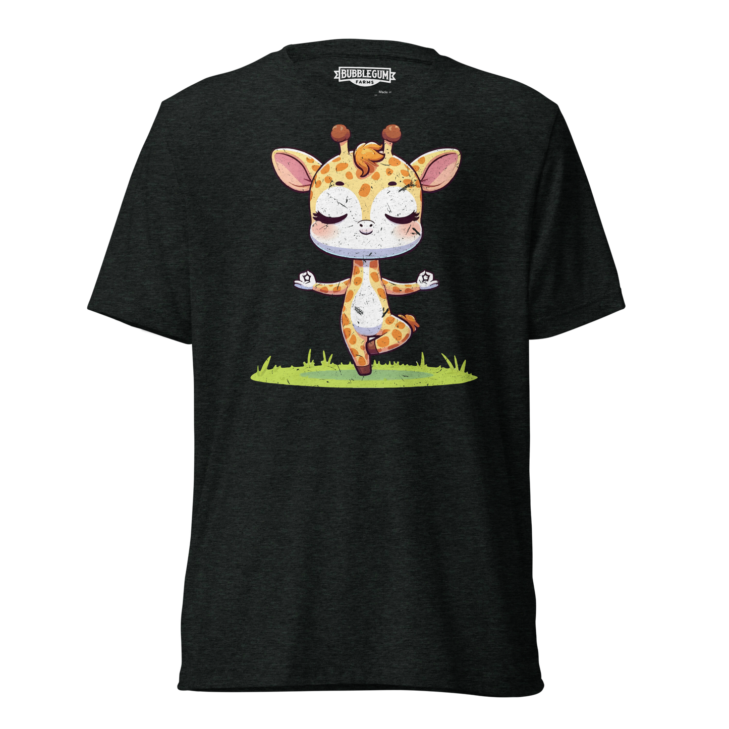 Giraffe doing Yoga - Unisex Triblend Tee