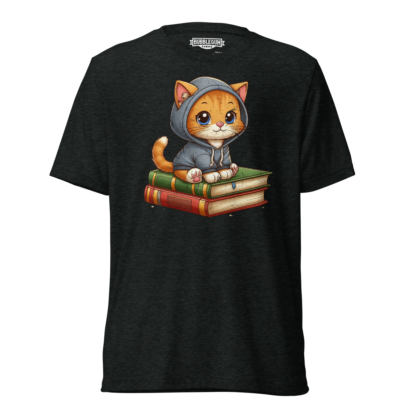 Orange Kitten - Sitting on Books - Unisex Triblend