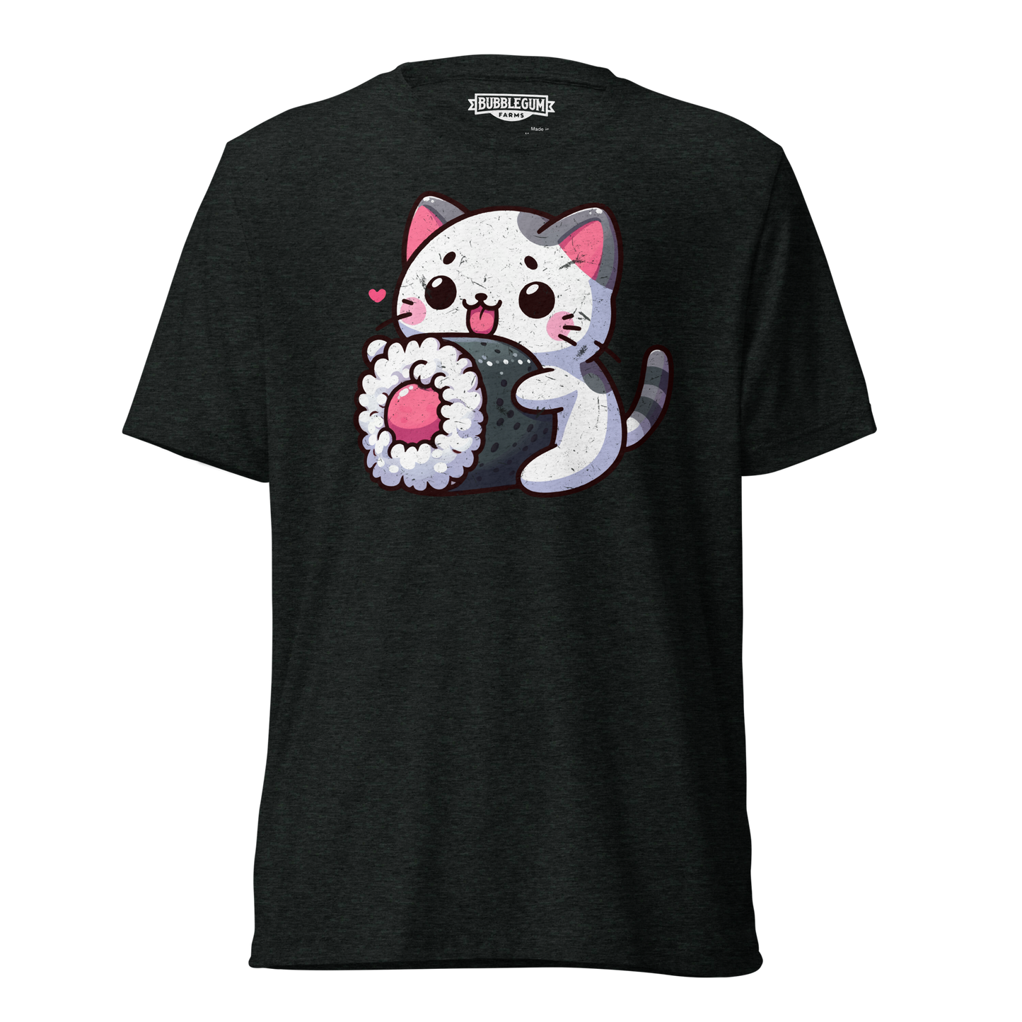 Black and Grey Kitten - Eating Sushi - Unisex Triblend