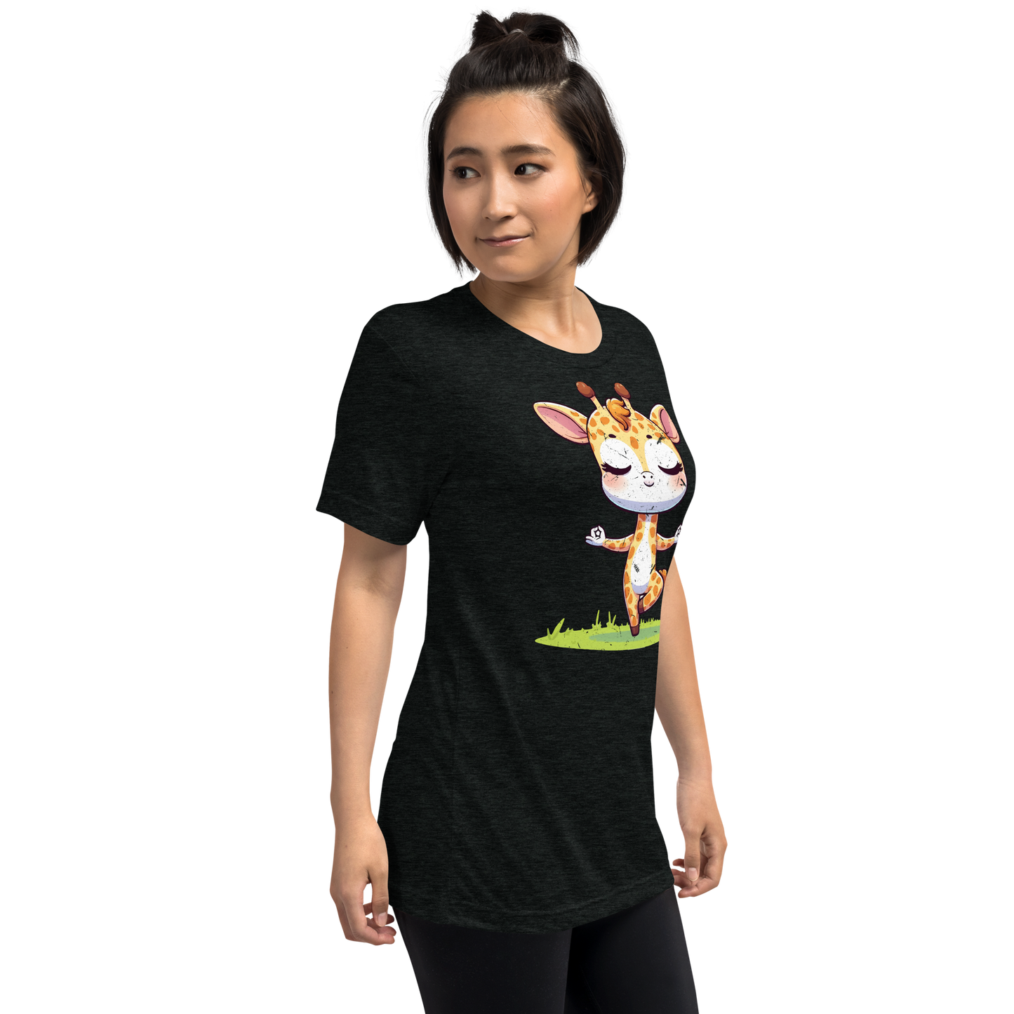 Giraffe doing Yoga - Unisex Triblend Tee