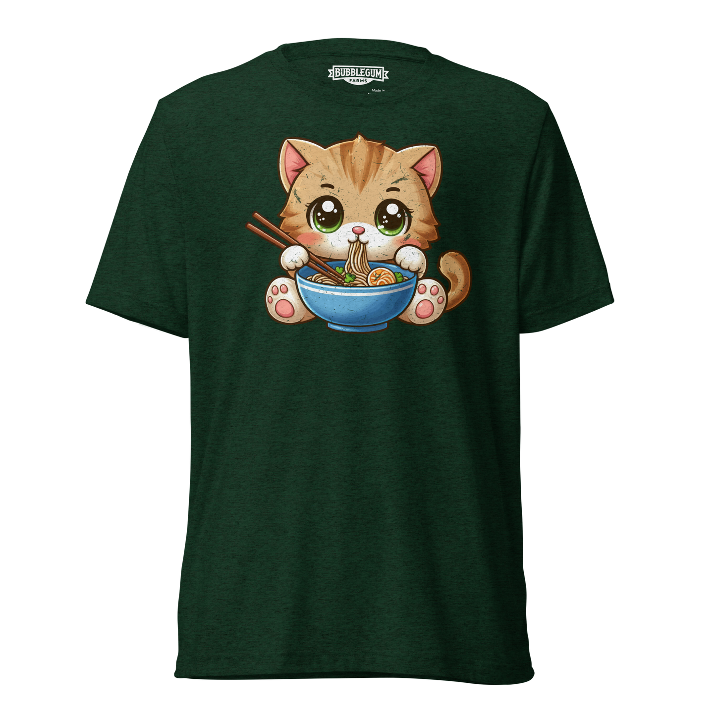 Brown Kitten - Eating Ramen - Unisex Triblend Tee