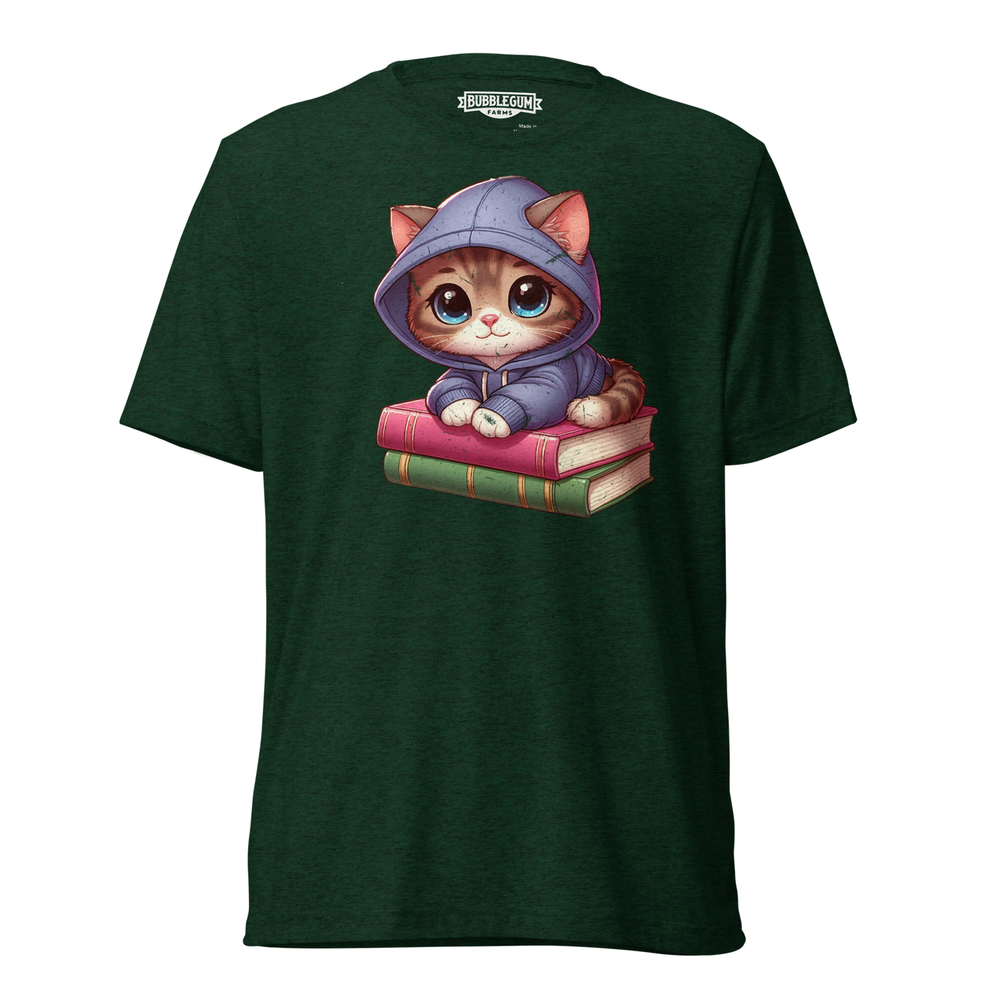 Brown Kitten - Sitting on Books - Unisex Triblend Tee