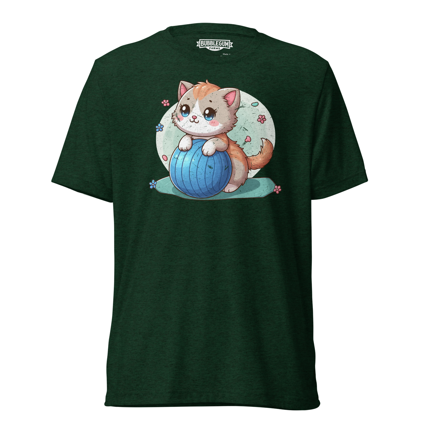 Brown Kitten on Blue Ball - Unisex Triblend Tee