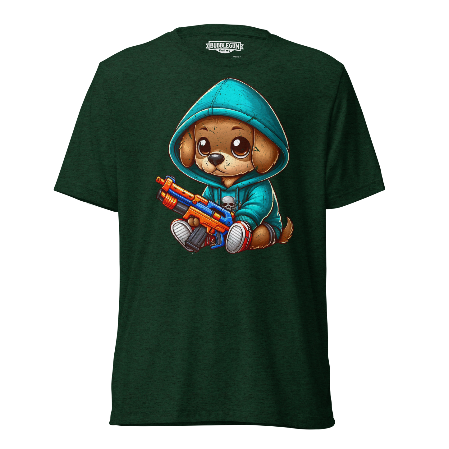 Brown Puppy with Foam Dart Blaster - Unisex Triblend Tee