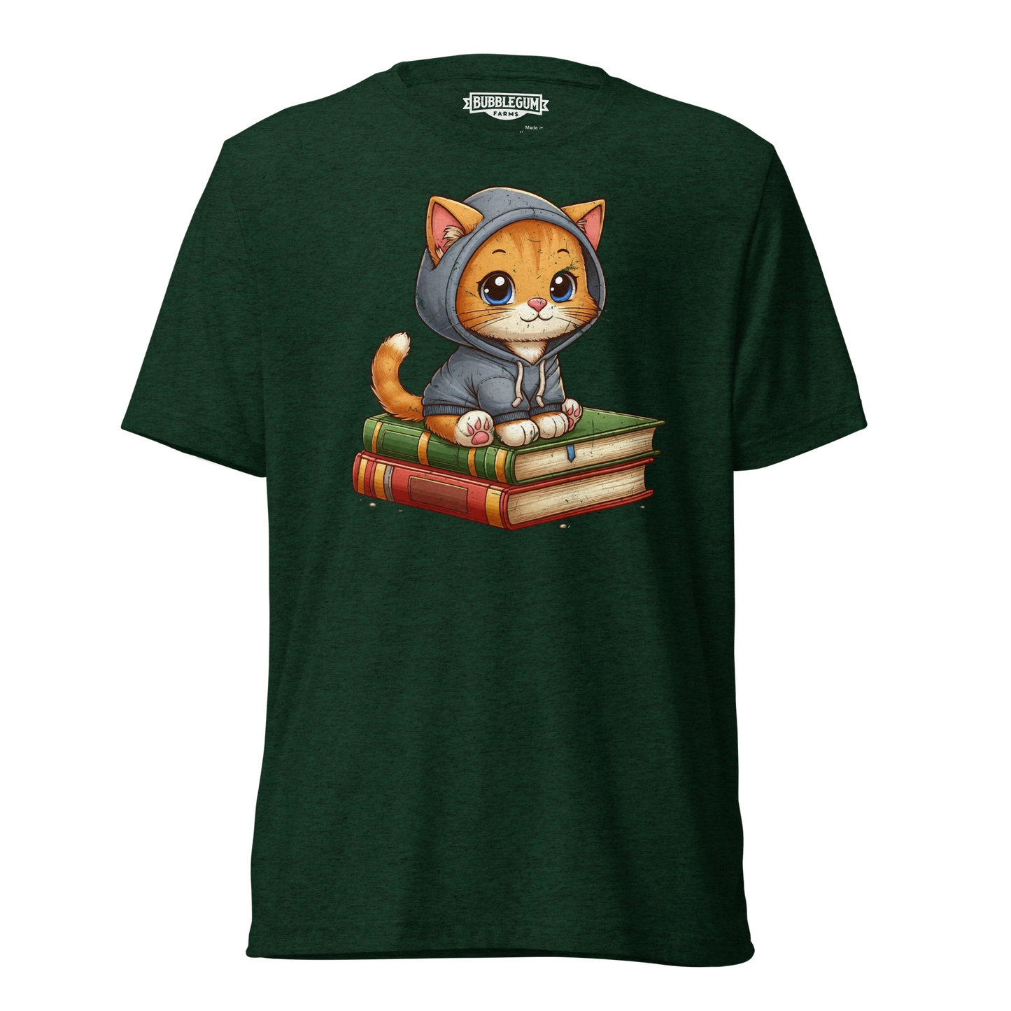 Orange Kitten - Sitting on Books - Unisex Triblend
