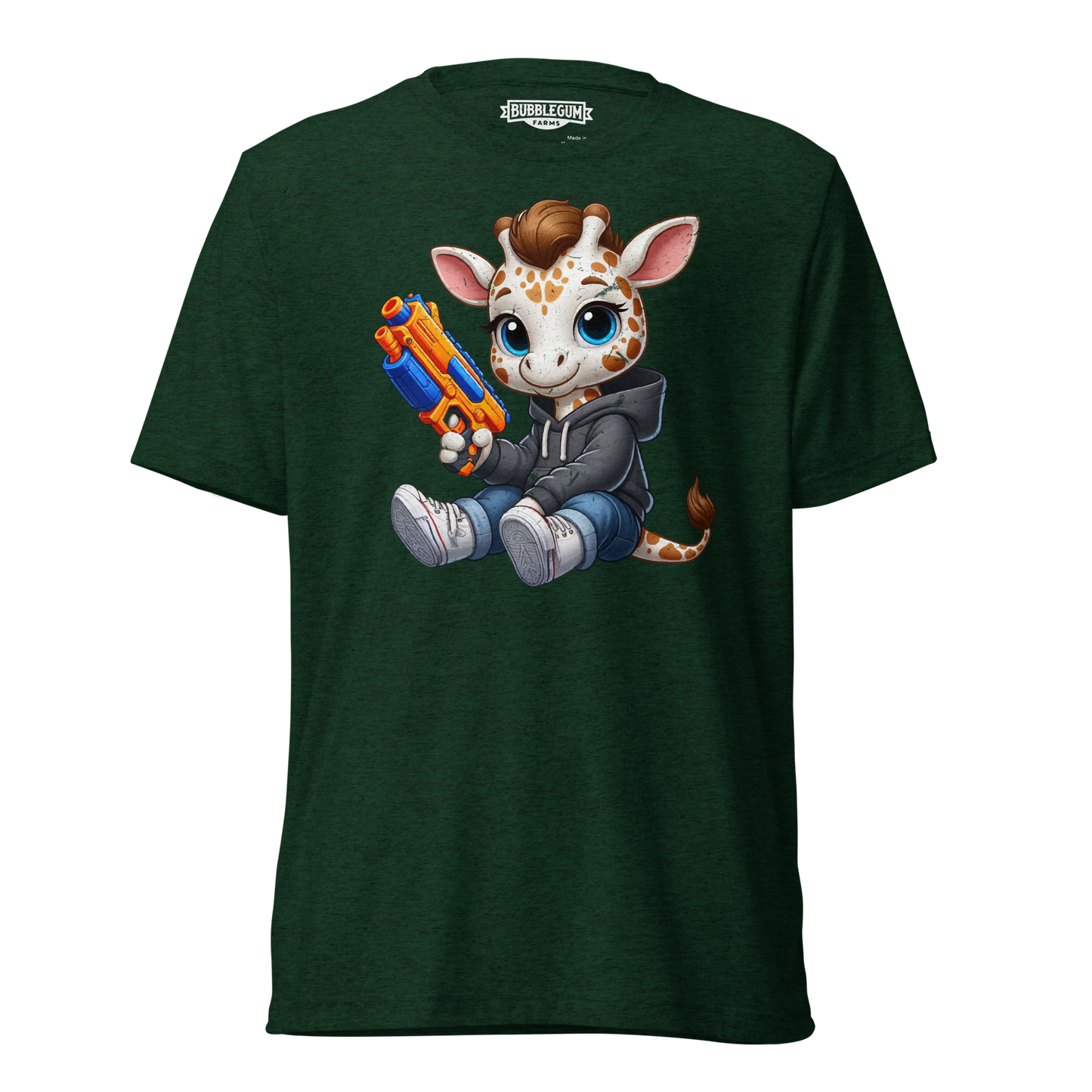 White Giraffe with Foam Dart Blaster - Unisex Triblend