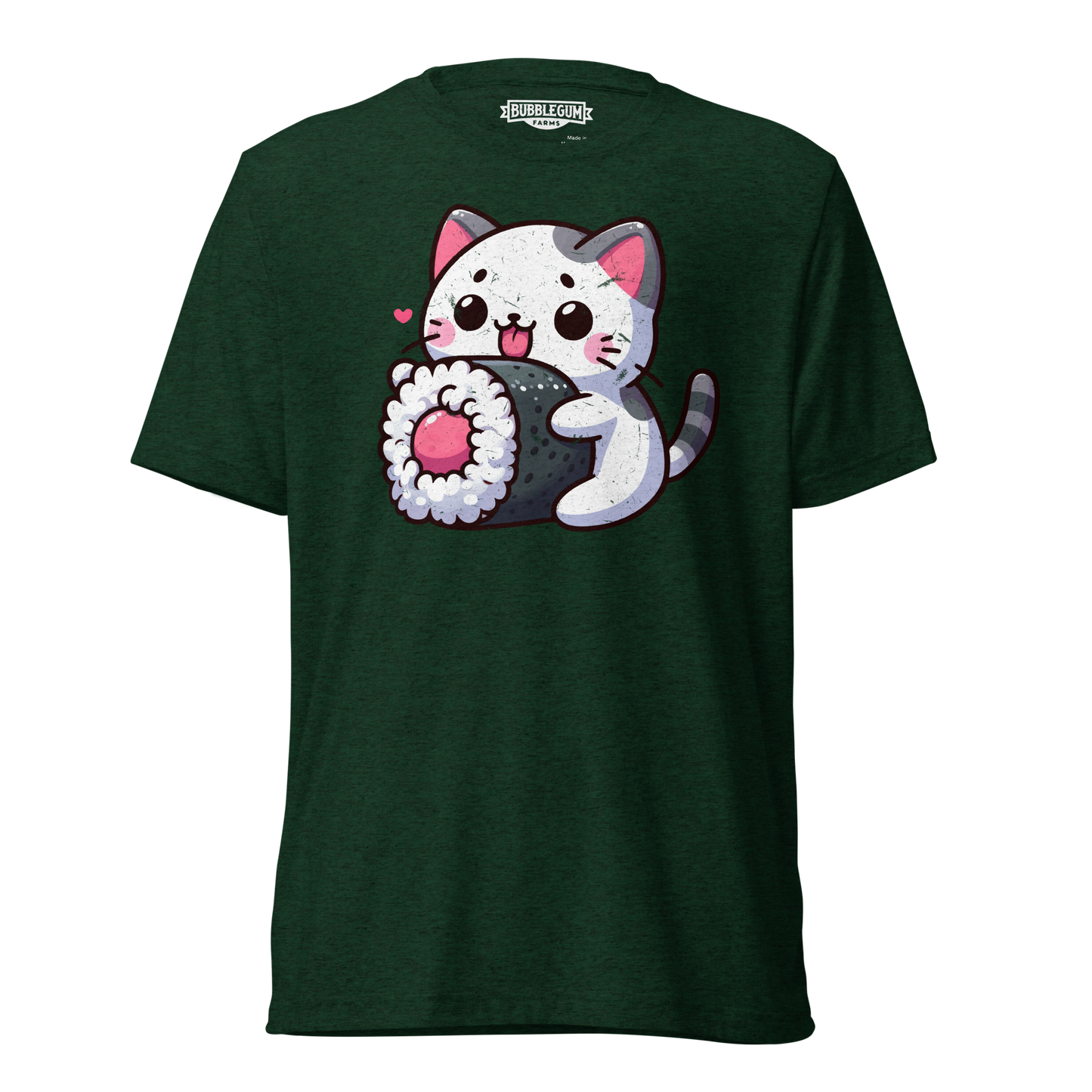 Black and Grey Kitten - Eating Sushi - Unisex Triblend