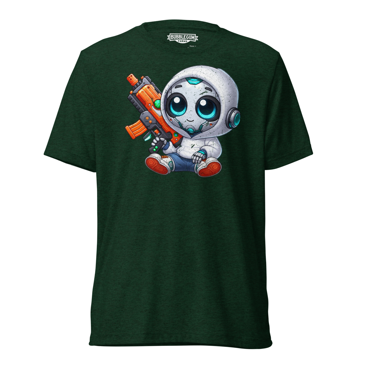 White Robot with Foam Dart Blaster - Unisex Triblend