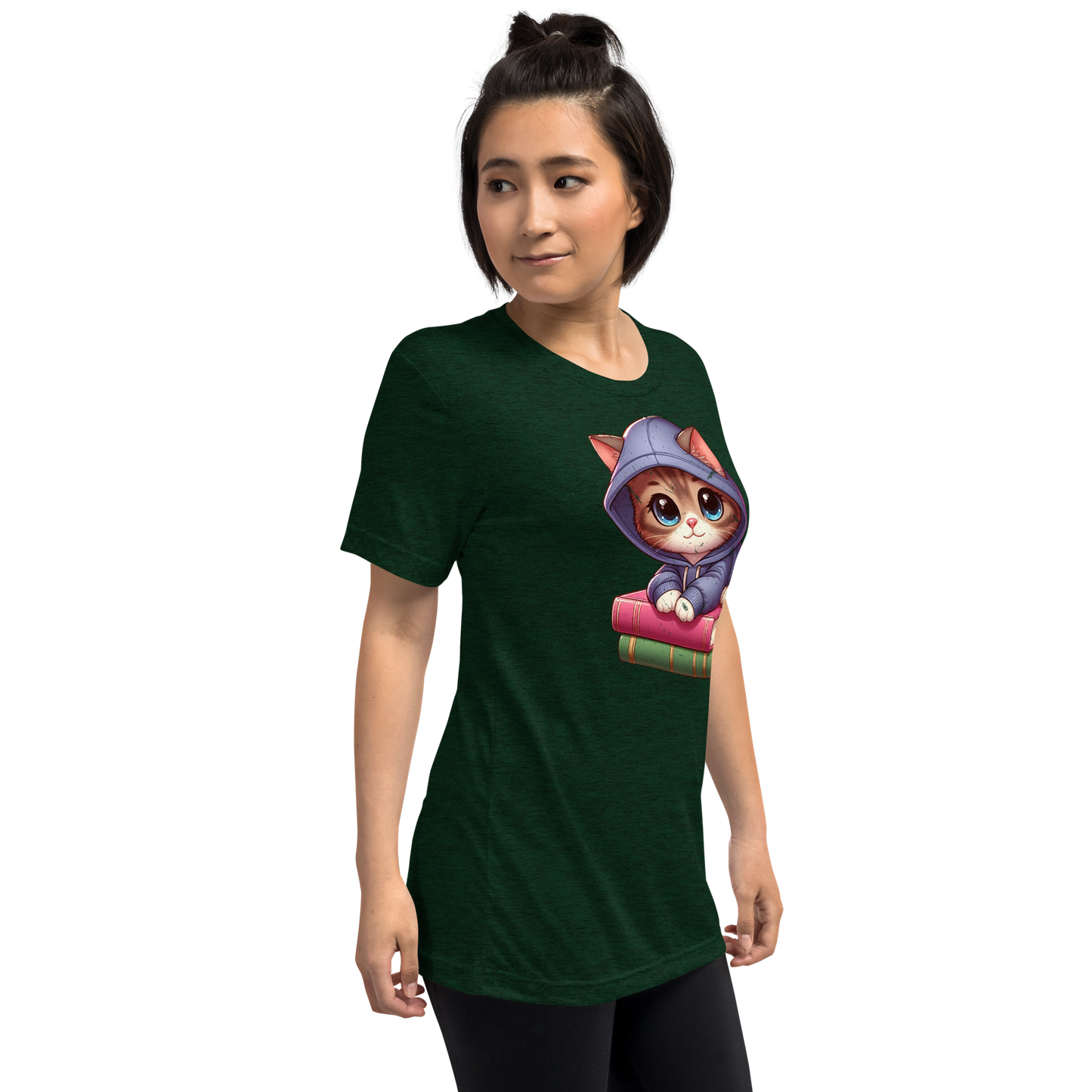 Brown Kitten - Sitting on Books - Unisex Triblend Tee