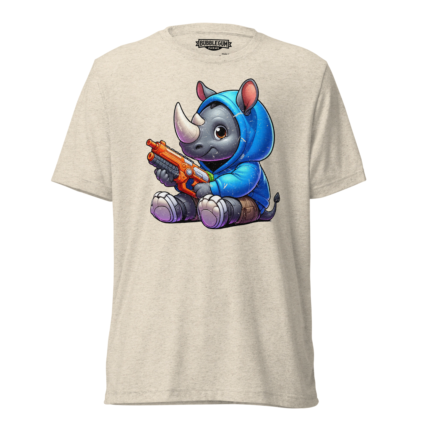 Baby Rhino with Foam Dart Blaster - Unisex Triblend Tee