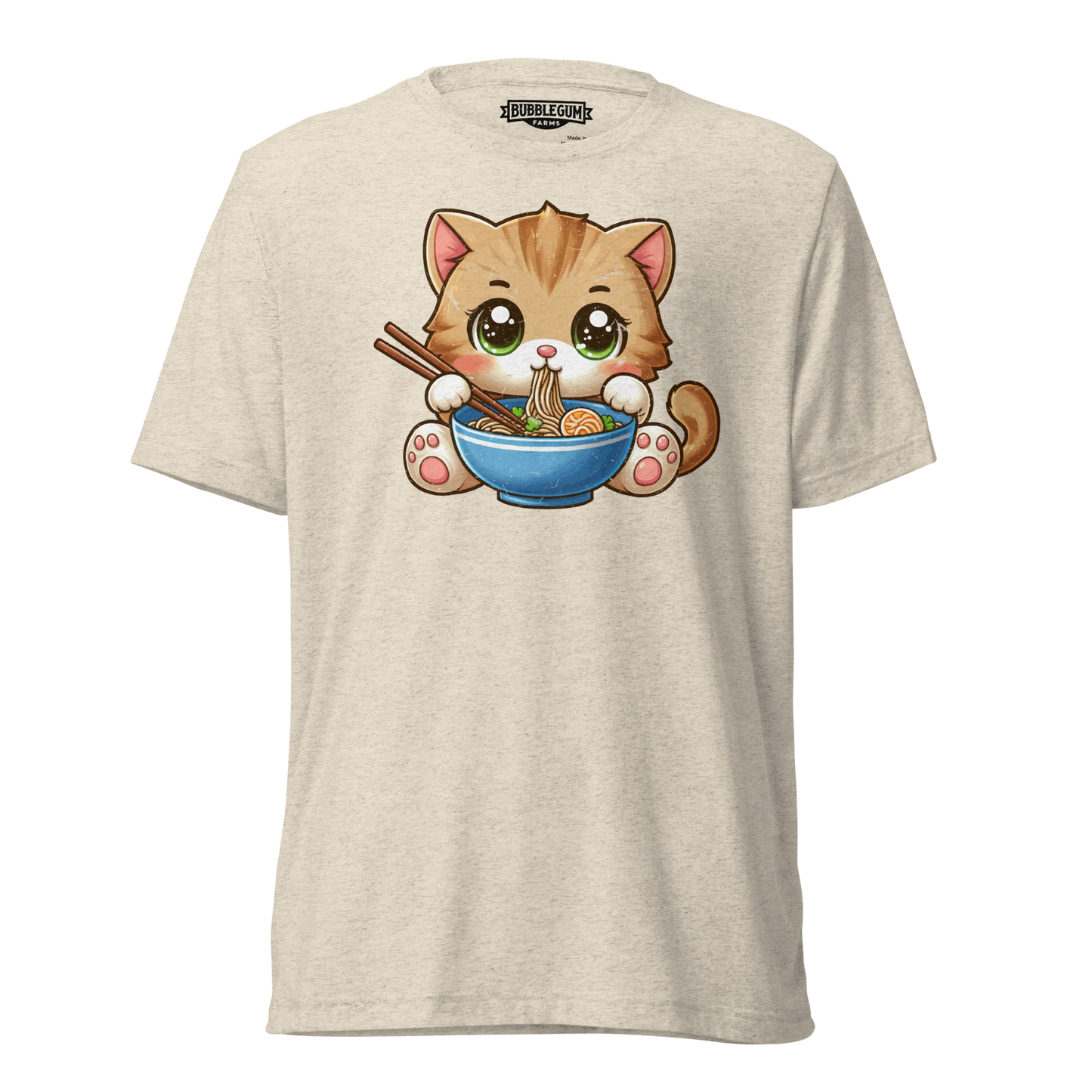 Brown Kitten - Eating Ramen - Unisex Triblend Tee
