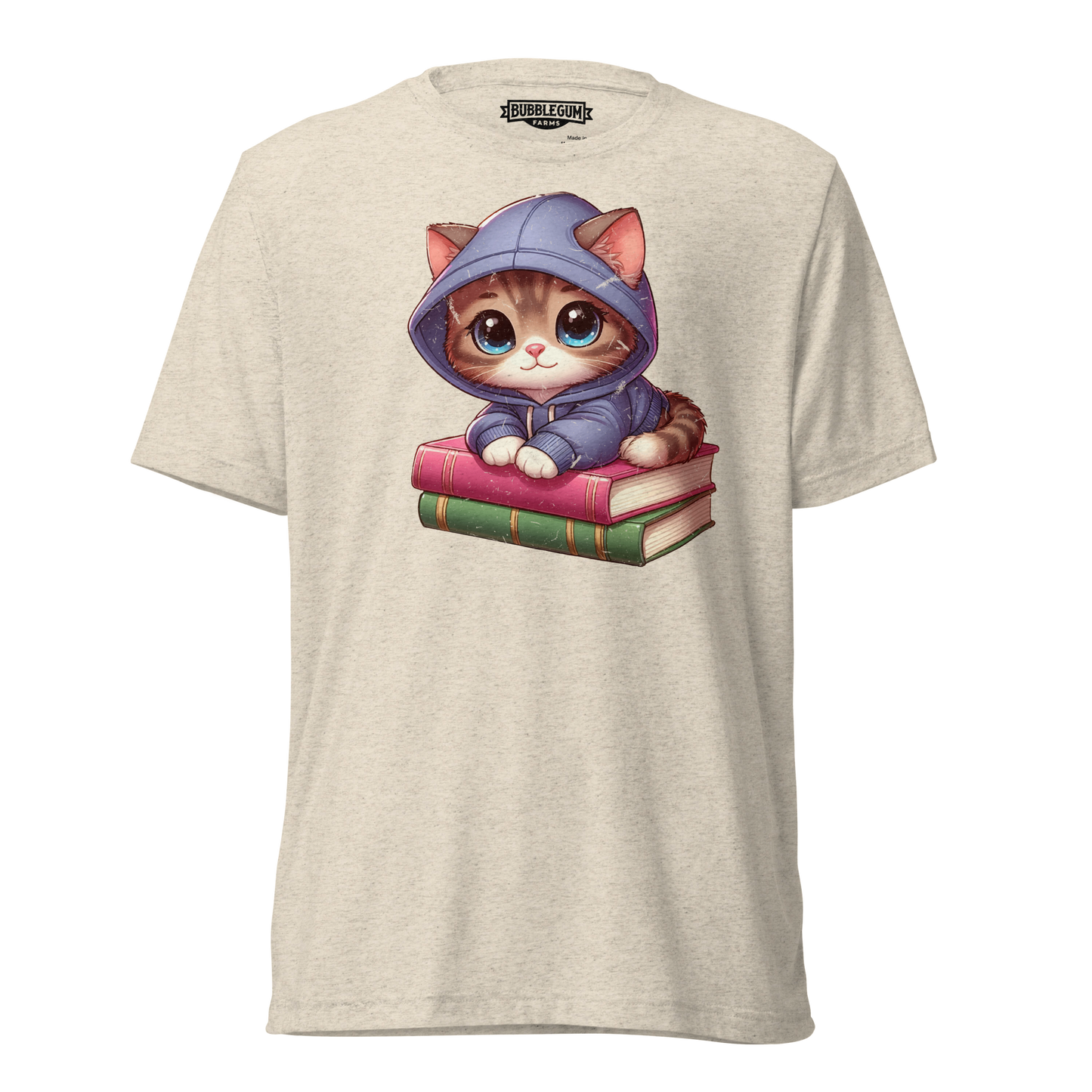 Brown Kitten - Sitting on Books - Unisex Triblend Tee