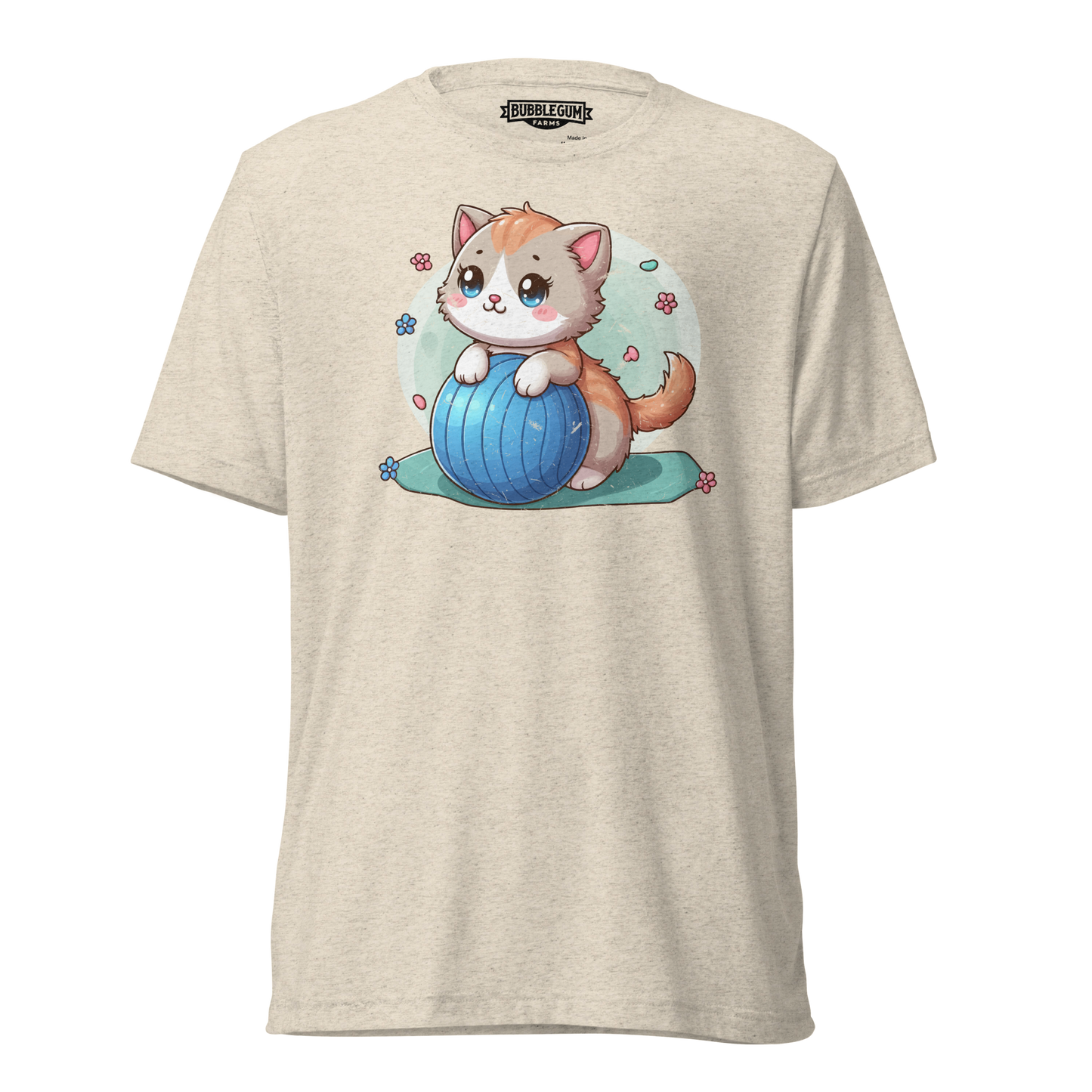 Brown Kitten on Blue Ball - Unisex Triblend Tee