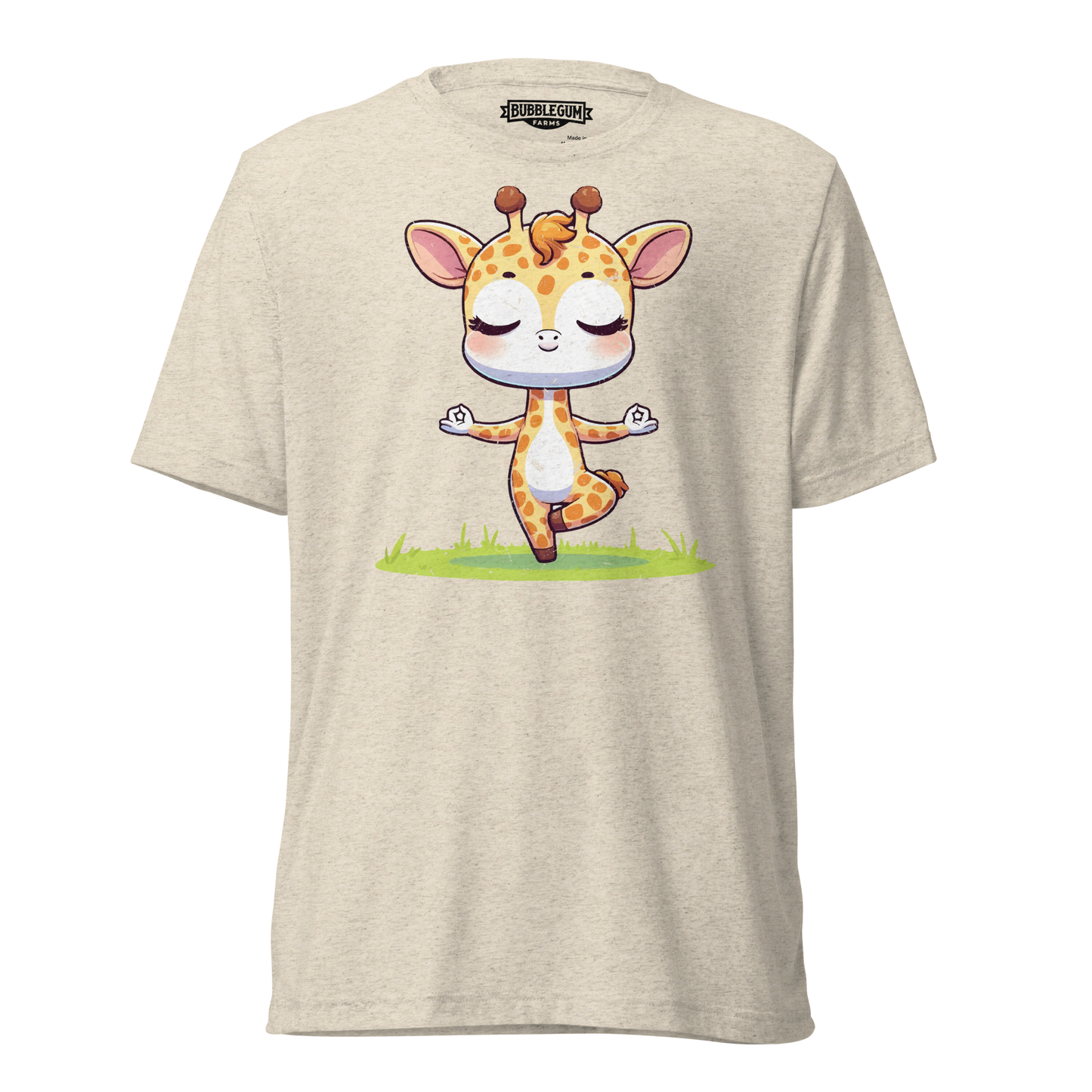 Giraffe doing Yoga - Unisex Triblend Tee