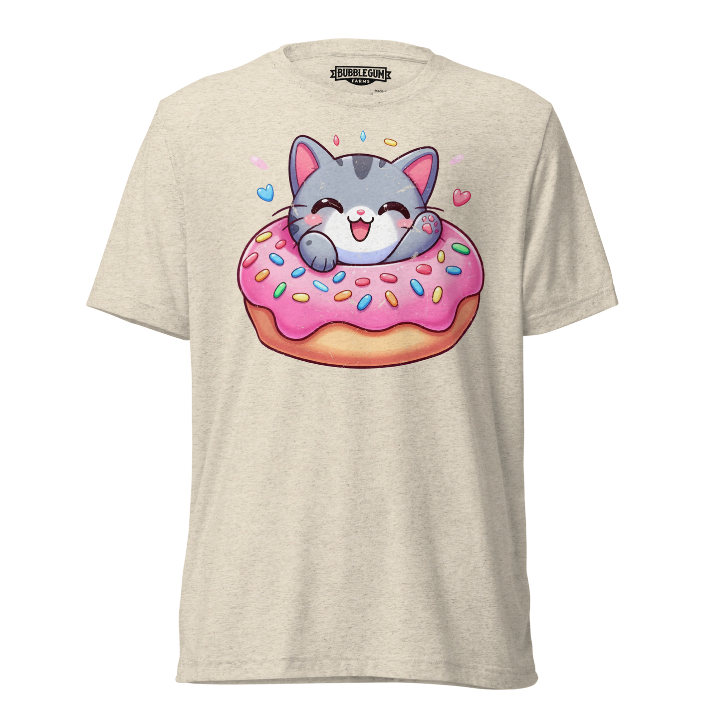 Grey Kitten - Laughing in a Donut - Unisex Triblend Tee