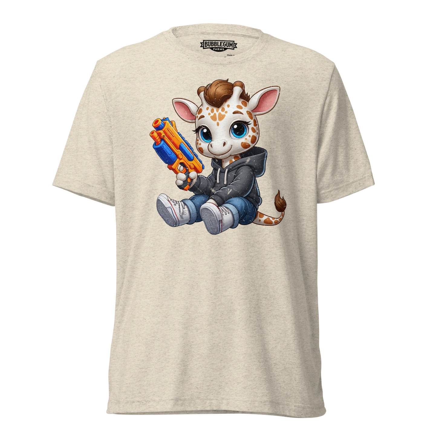 White Giraffe with Foam Dart Blaster - Unisex Triblend