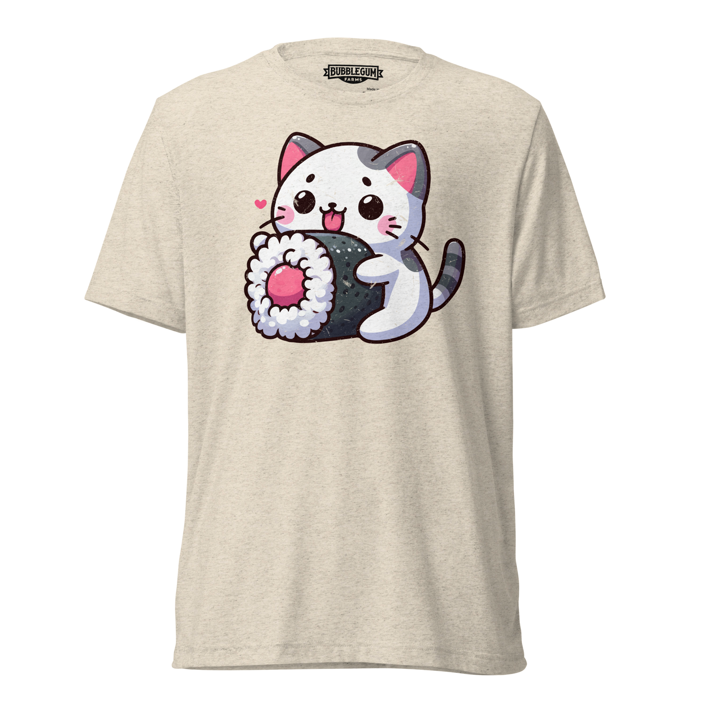 Black and Grey Kitten - Eating Sushi - Unisex Triblend
