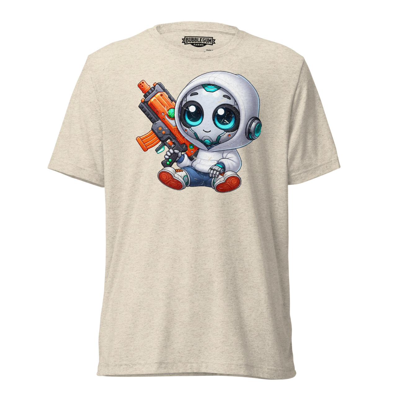 White Robot with Foam Dart Blaster - Unisex Triblend
