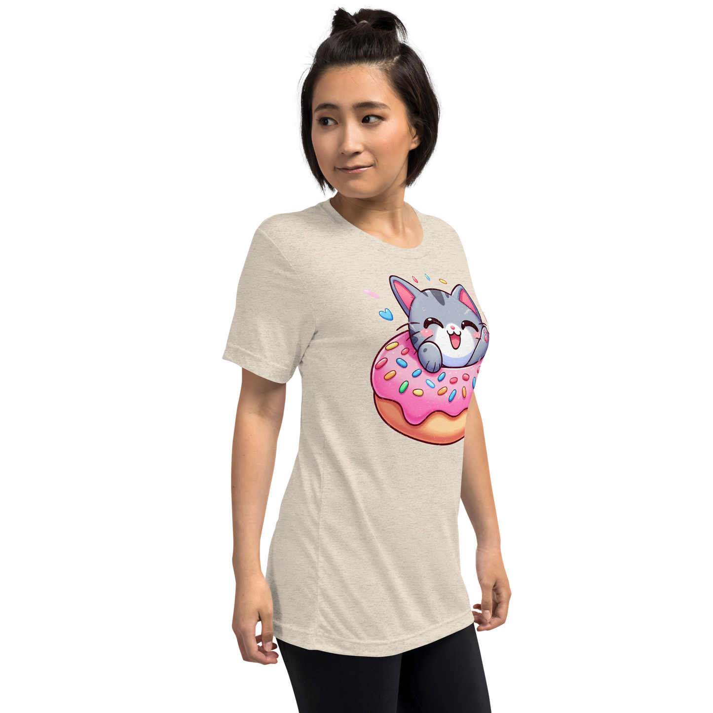 Grey Kitten - Laughing in a Donut - Unisex Triblend Tee