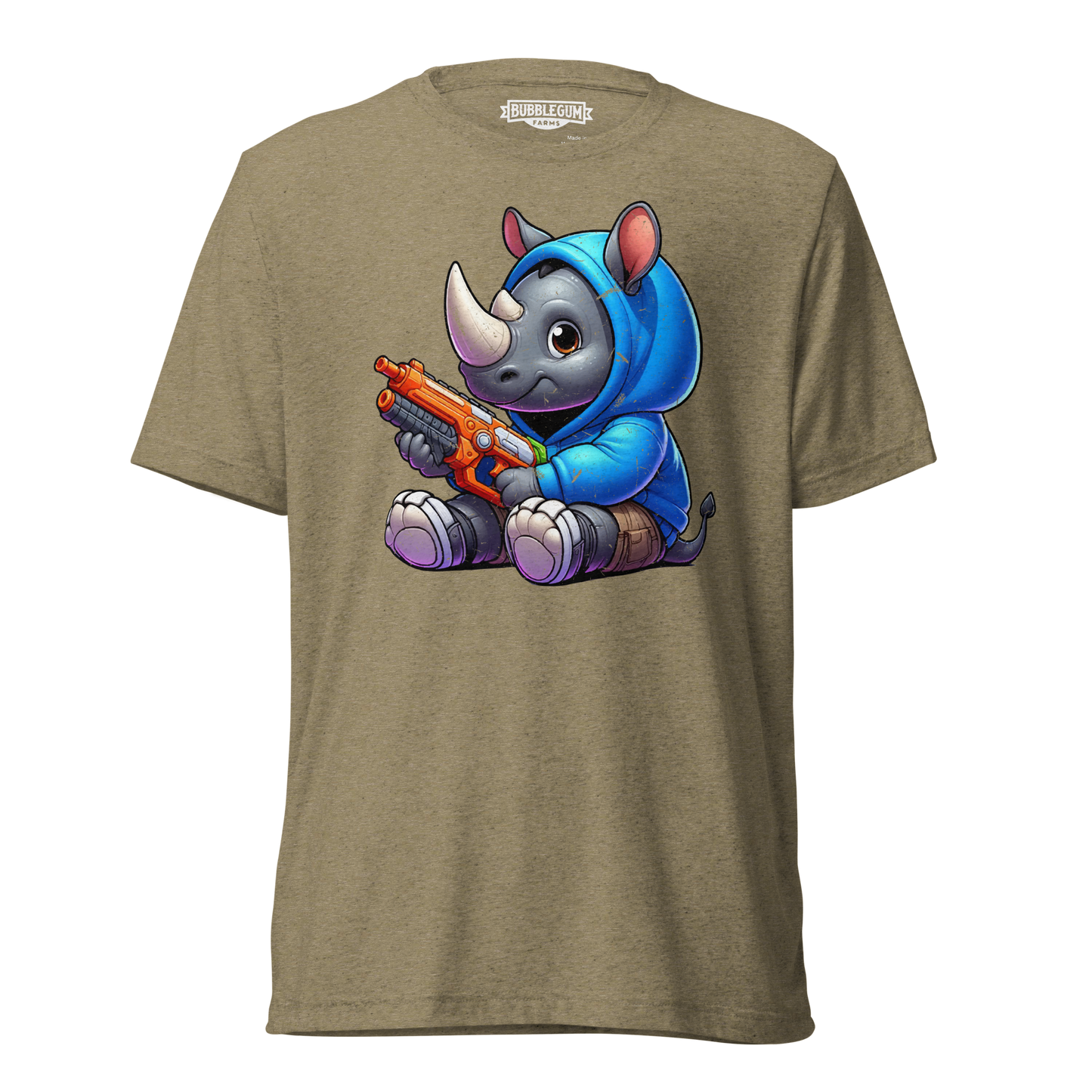 Baby Rhino with Foam Dart Blaster - Unisex Triblend Tee