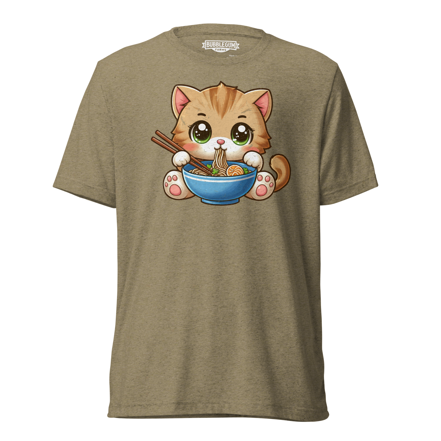 Brown Kitten - Eating Ramen - Unisex Triblend Tee