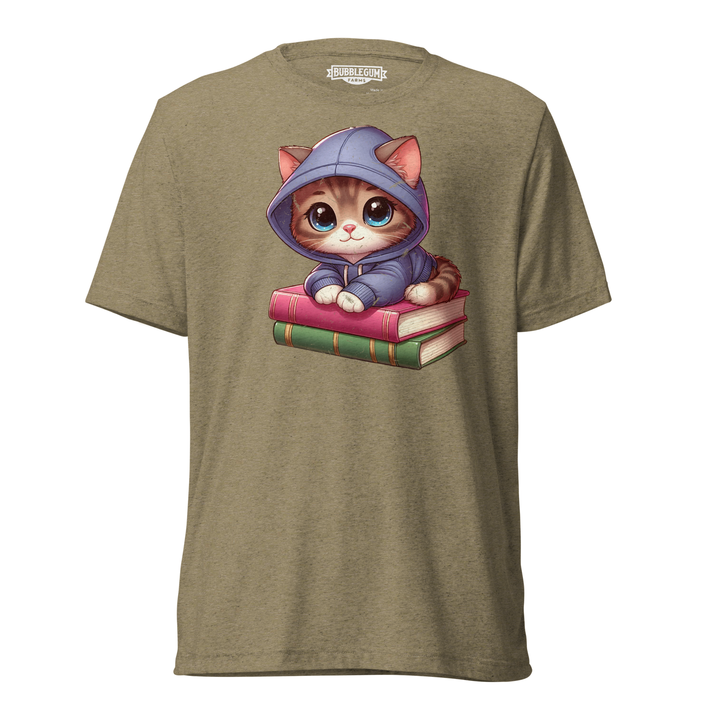 Brown Kitten - Sitting on Books - Unisex Triblend Tee